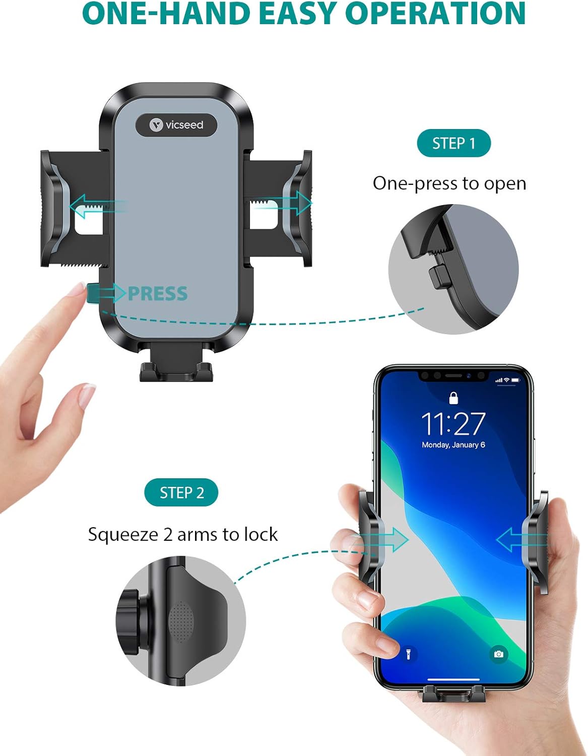 Bеѕt Dеаl VICSEED Car Phone Mount, [Thick Case & Big Phones Friendly] Long Arm Suction Cup Phone Holder for Car Dashboard Windshield Air Vent Hands Free Clip Cell Phone Holder Compatible with All Mobile Phones