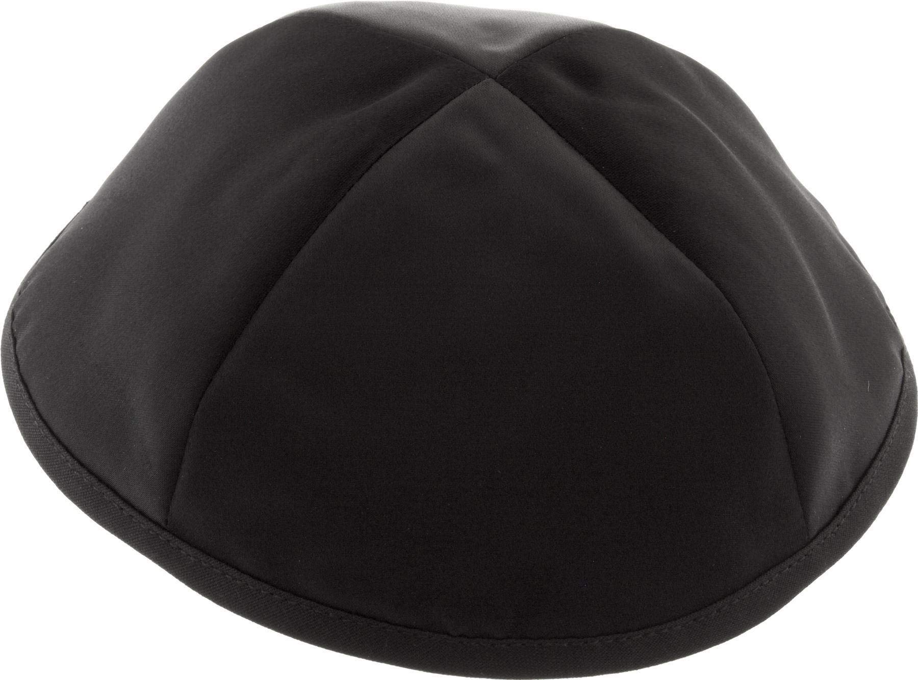 4 Panel Disposable Satin Kippah with No Lining, Black, 18 Centimetres