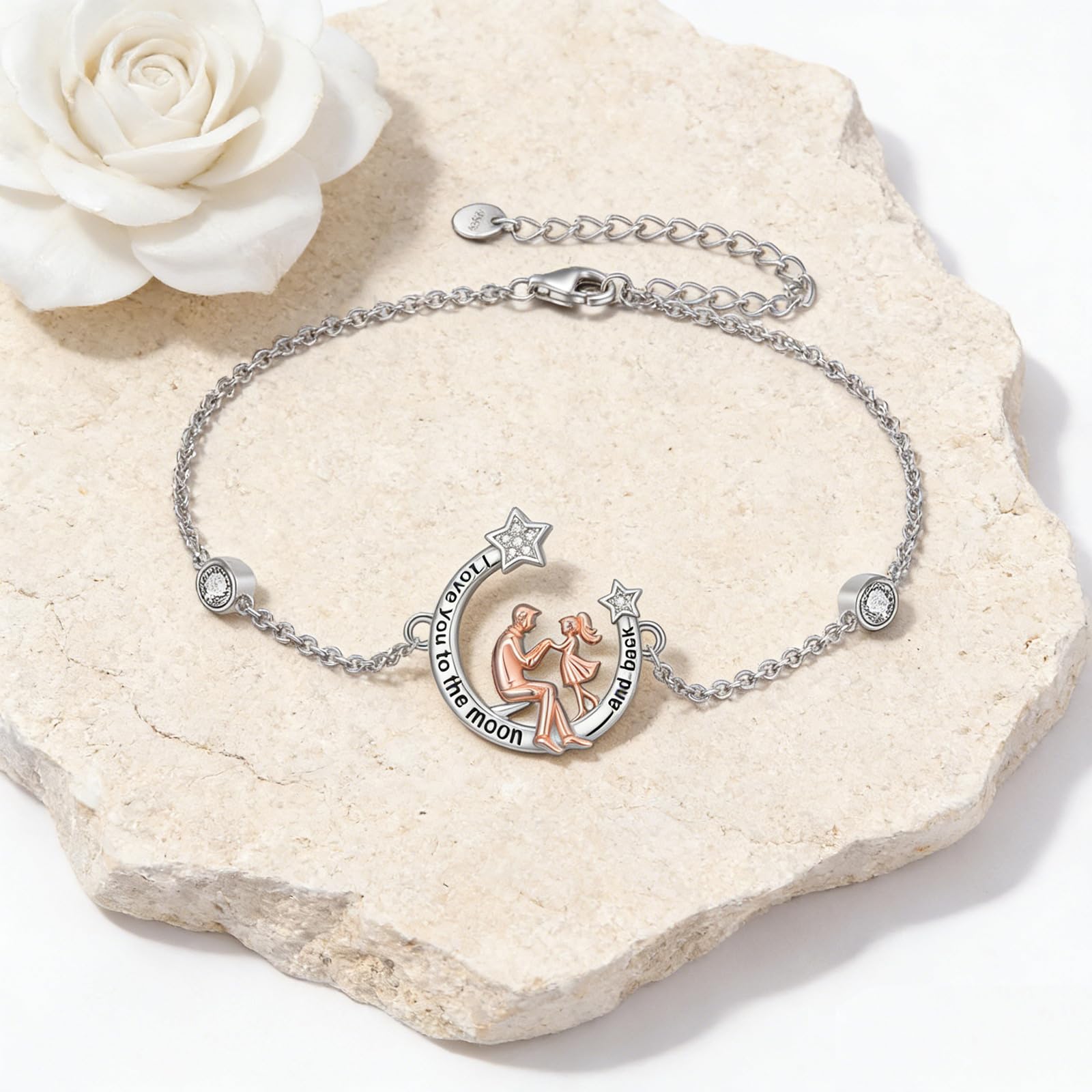 Tochter Charm/Armband vom Vater 925 Sterling Silber Vater Tochter Anhänger Schmuck Weihnachten Geburtstag Geschenke für Daughter