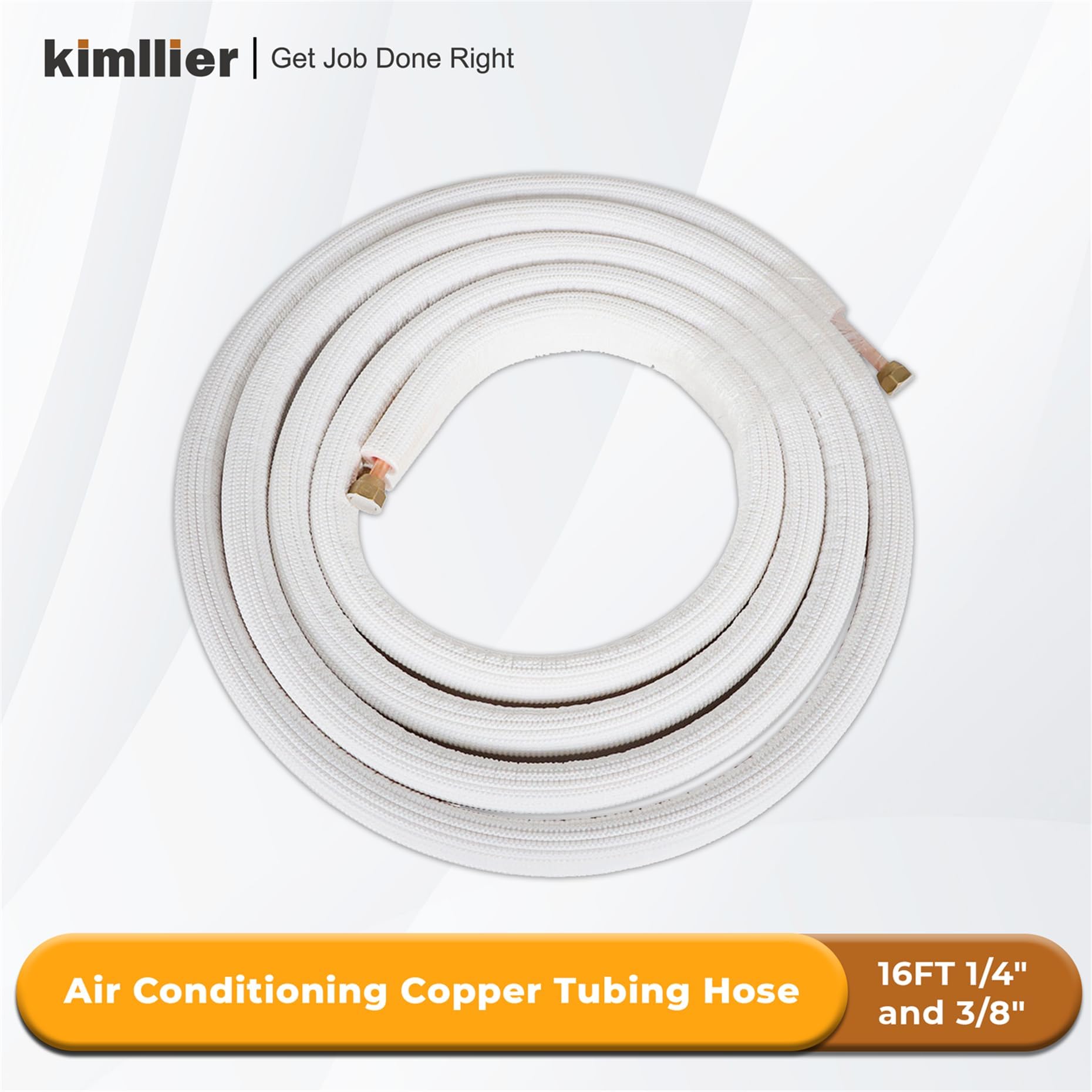 kimllier Manguera de cobre para aire acondicionado de 16 pies de 1/4 pulgadas y 3/8 pulgadas, manguera de cobre con aislamiento para aire acondicionado mini split