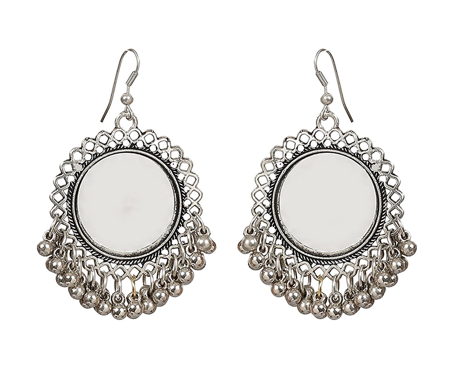 Total Fashion Silver Metal Round Big Mirror Shape Hook D/D Earrings For Girls And Women (B07DT4GQ7W) Amazon Price History, Amazon Price Tracker