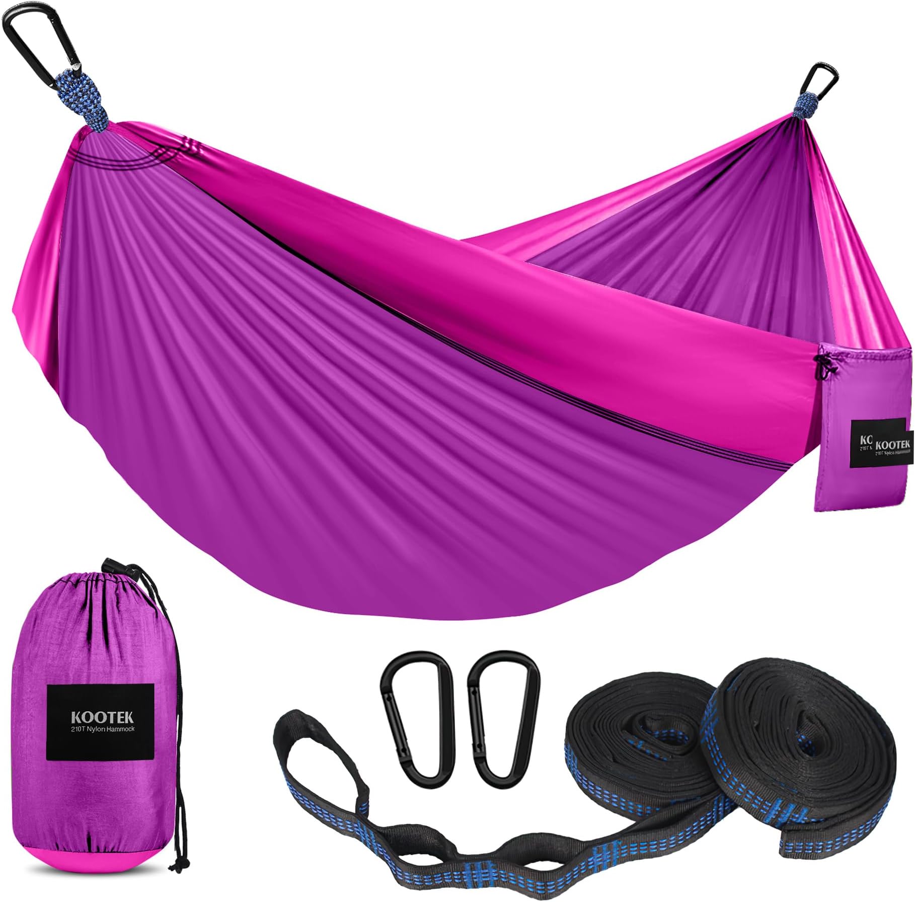 Kootek Camping Hammock, Portable Hammocks with Tree Straps & Attached Carry Bag, Camping Essentials Gear, Perfect for Outside Indoor Hiking Beach Backpack Travel