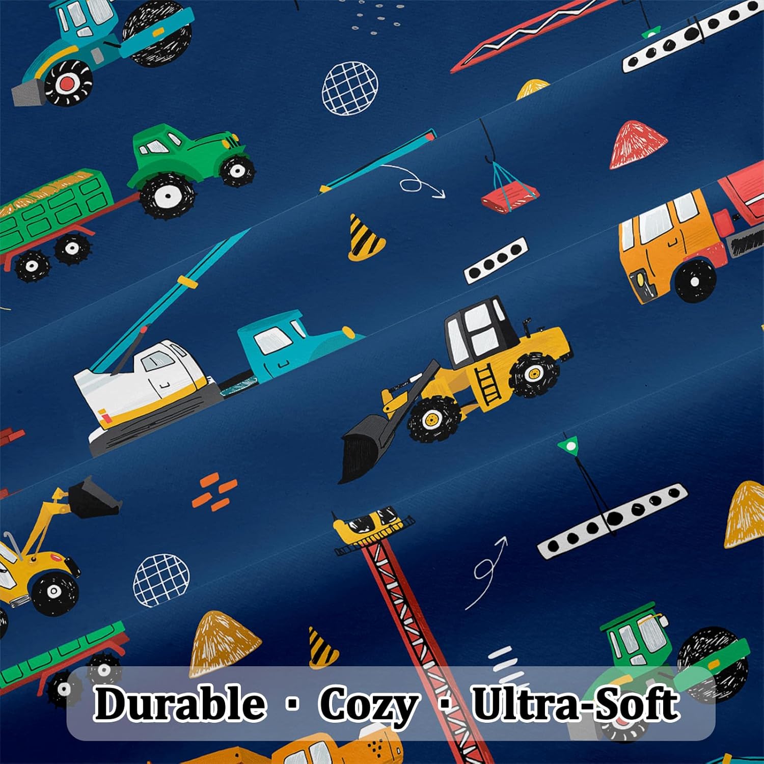 3 Pcs Twin Bedding Set for Boys, Kids Construction Truck Comforter Sets, Excavator Truck Twin Boys Bedding Sets for All Season