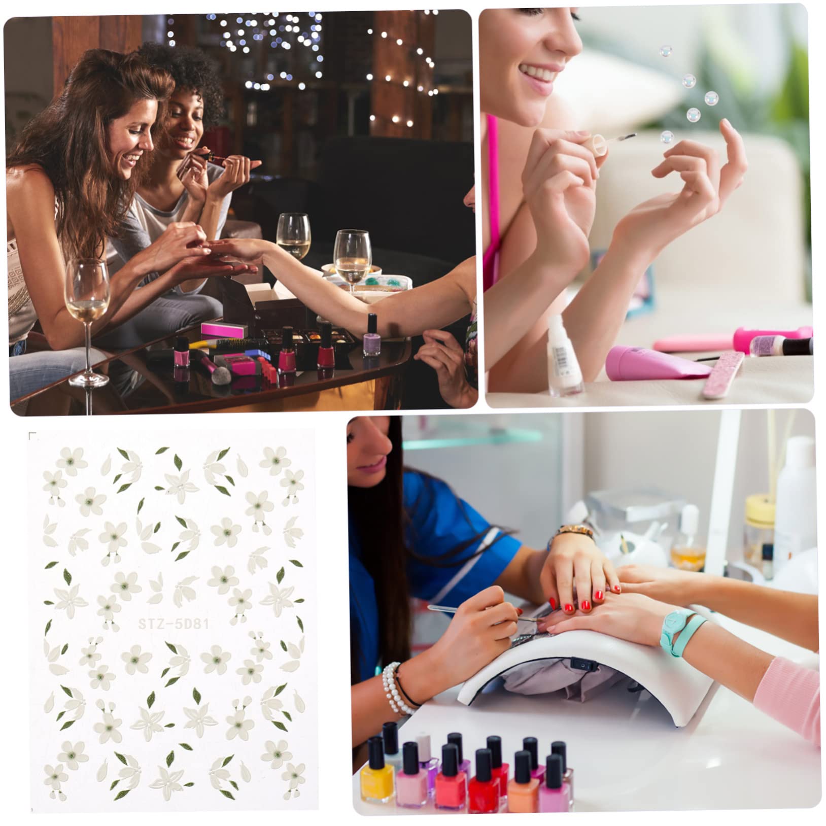 12fogli Adesivi Per Unghie Embossed Flower Per Nail Art Decorazioni Unghie Autoadesive e