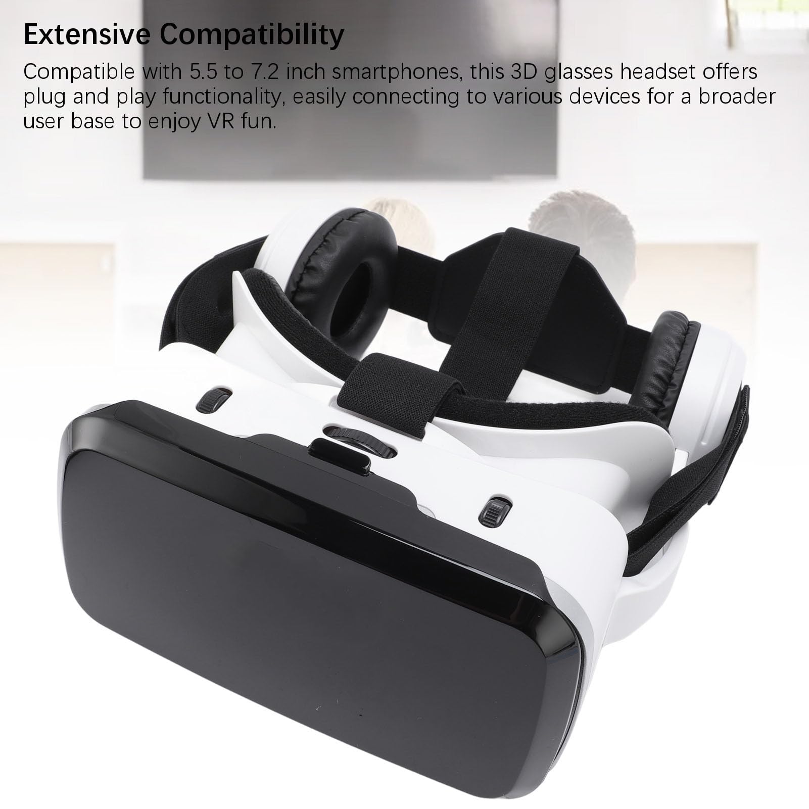 Cryfokt Virtual-Reality-Brille mit Bluetooth-Kopfhörern für Fernseher, 3D-VR-Brille, 5,5–7,2 Zoll