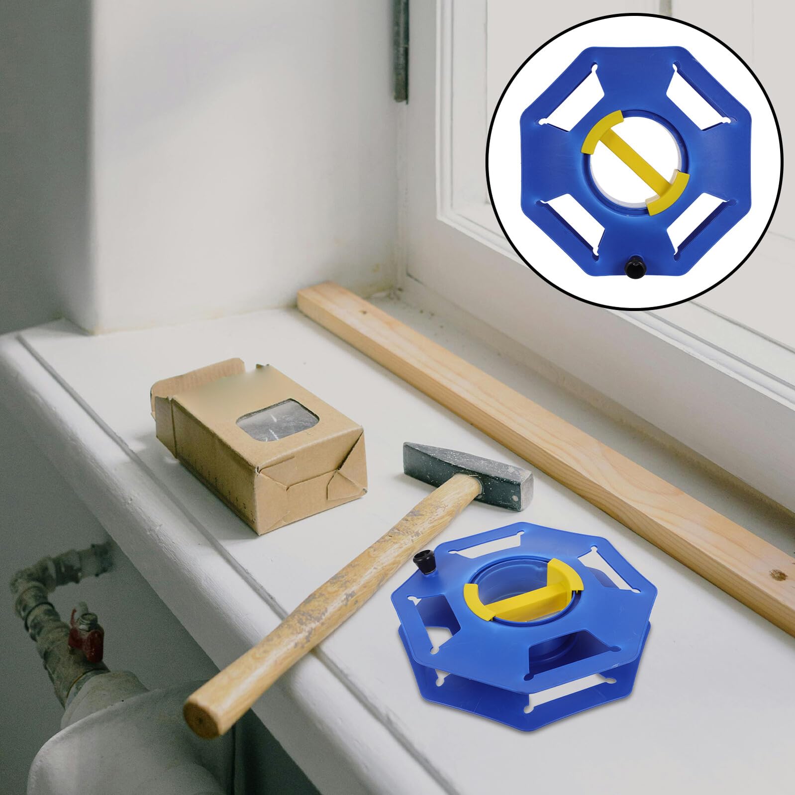 Bobina Avvolgicavo Portatile in Plastica Blu con Maniglia Girevole, Avvolgicavo per Cavi da Interno e Garage, Rotolo per Organizzare e Stoccare Prolunga Elettrica, Soluzione