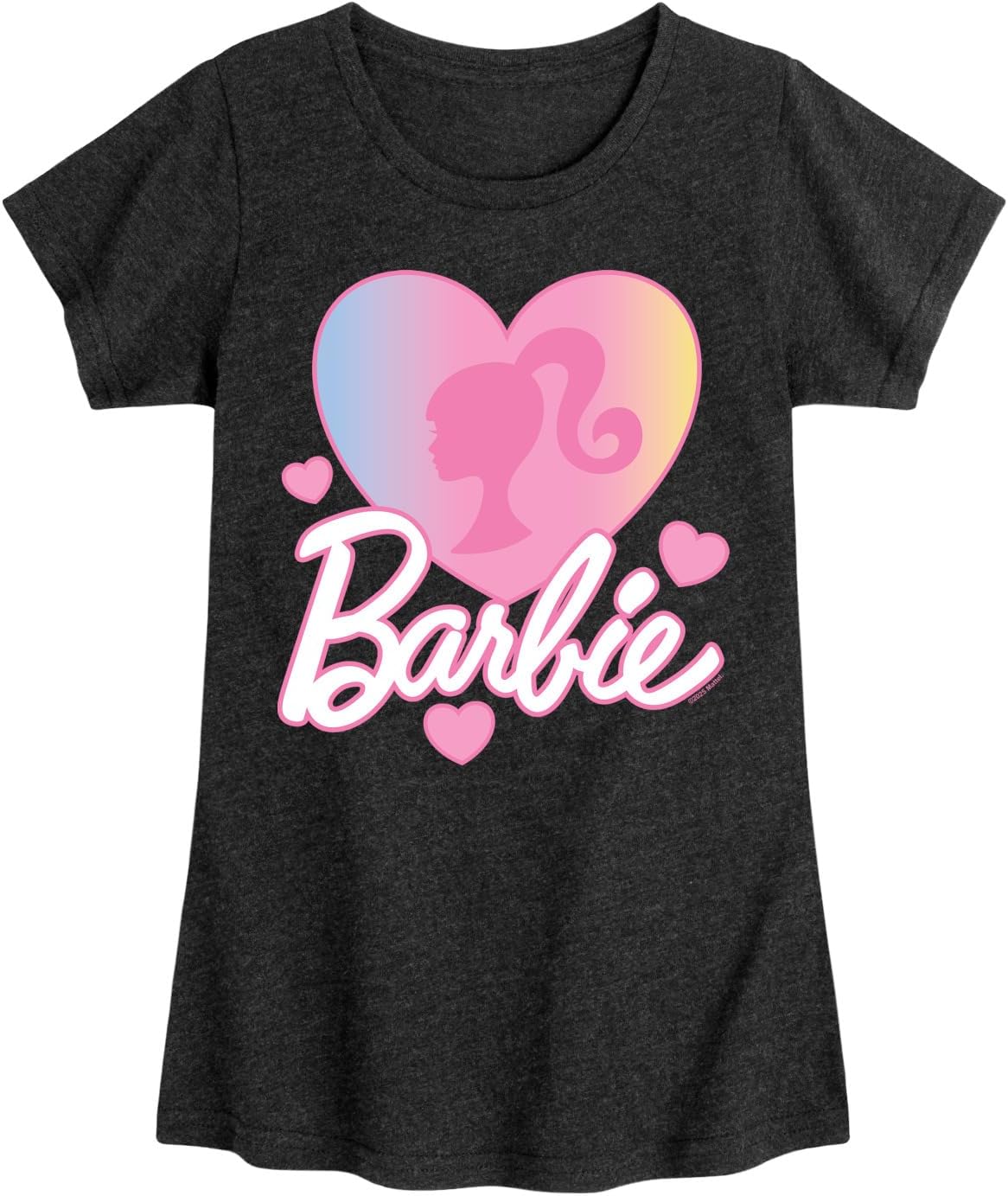 Barbie Girls Youth Love Heart Wordmark Logo Classic Fit Soft Feel Short Sleeve T-Shirt