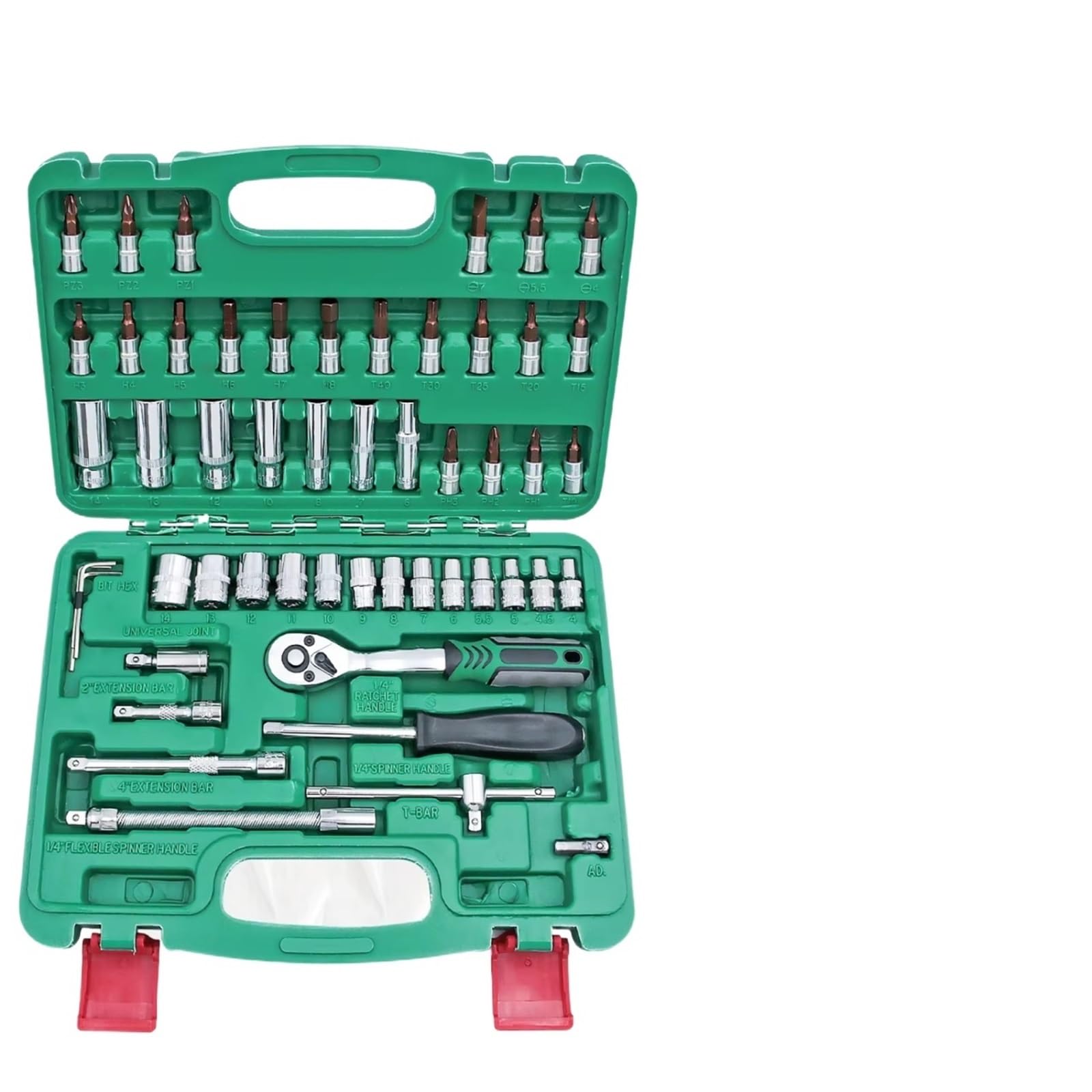 Maletín herramientas multiusos 53 Unids/set Juego Enchufes 1/4 Pulgadas Herramienta Reparación Automóviles Llave Dinamométrica Trinquete Para Combo Juego Reparación Herramientas Mano