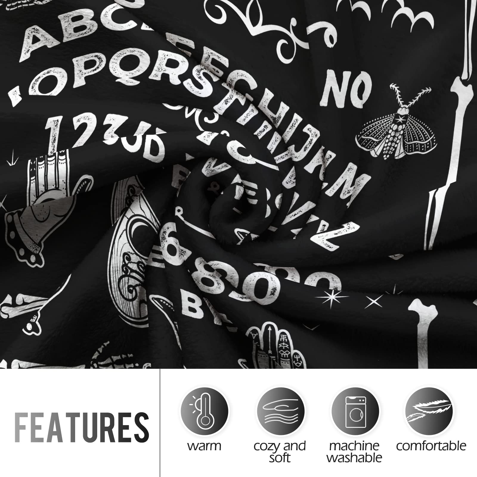 Ouija Brett Decke Von Levens – Weiche Flanelldecke Mit Sonne-Mond-Druck | Perfekt Für Sofa, Bett & Als Geschenk