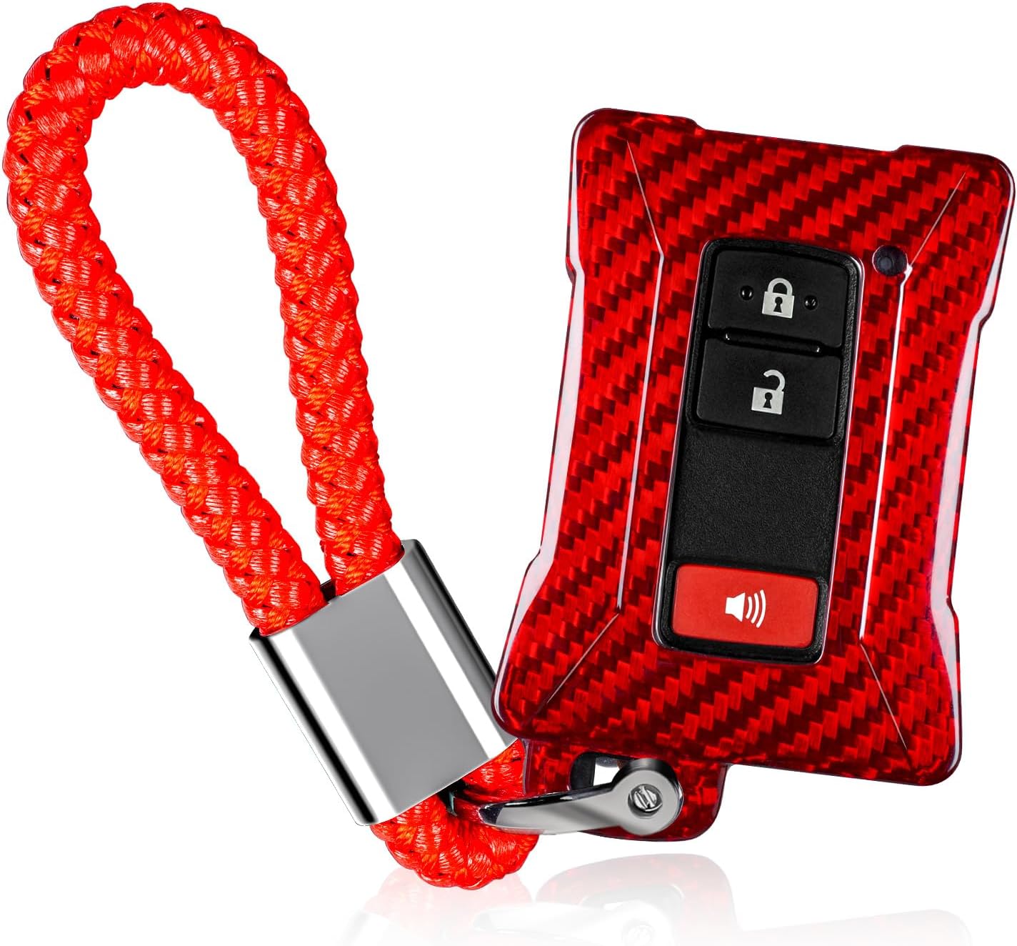 T-carbon Real Glass Fiber Key Fob Cover with Keychain Compatible with Toyota Tacoma Sequoia Tundra 4Runner Highlander RAV4 Camry Corolla Avalon Smart Key, Red