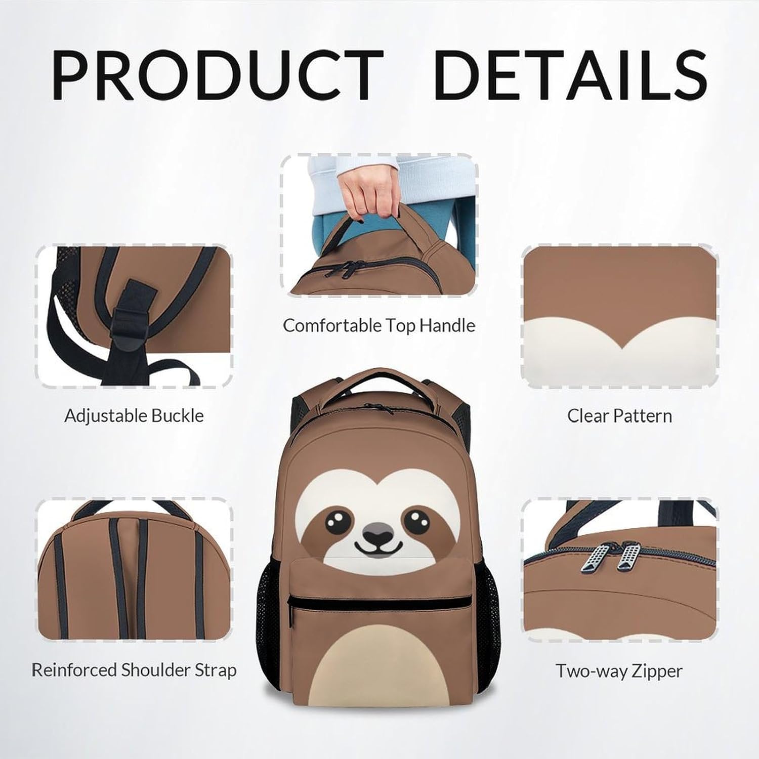 UNIKITTY Boys Backpack Kids Backpacks for School, Sloth Backpack for Elementary Middle School, 17 Inch School Bookbag, Cute Girls Backpack Features Adjustable Shoulder Straps