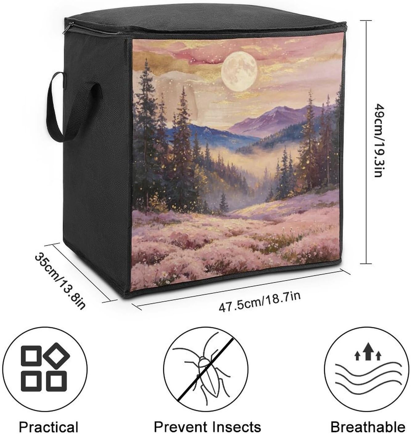 Forest Scene Comforter Storage Bag Moving Bag | Clothes Storage Bins-70L,Moving Bag With Dual Handles For Easy Carrying, Zipper Design Durability for Home,Bedroom,Closet