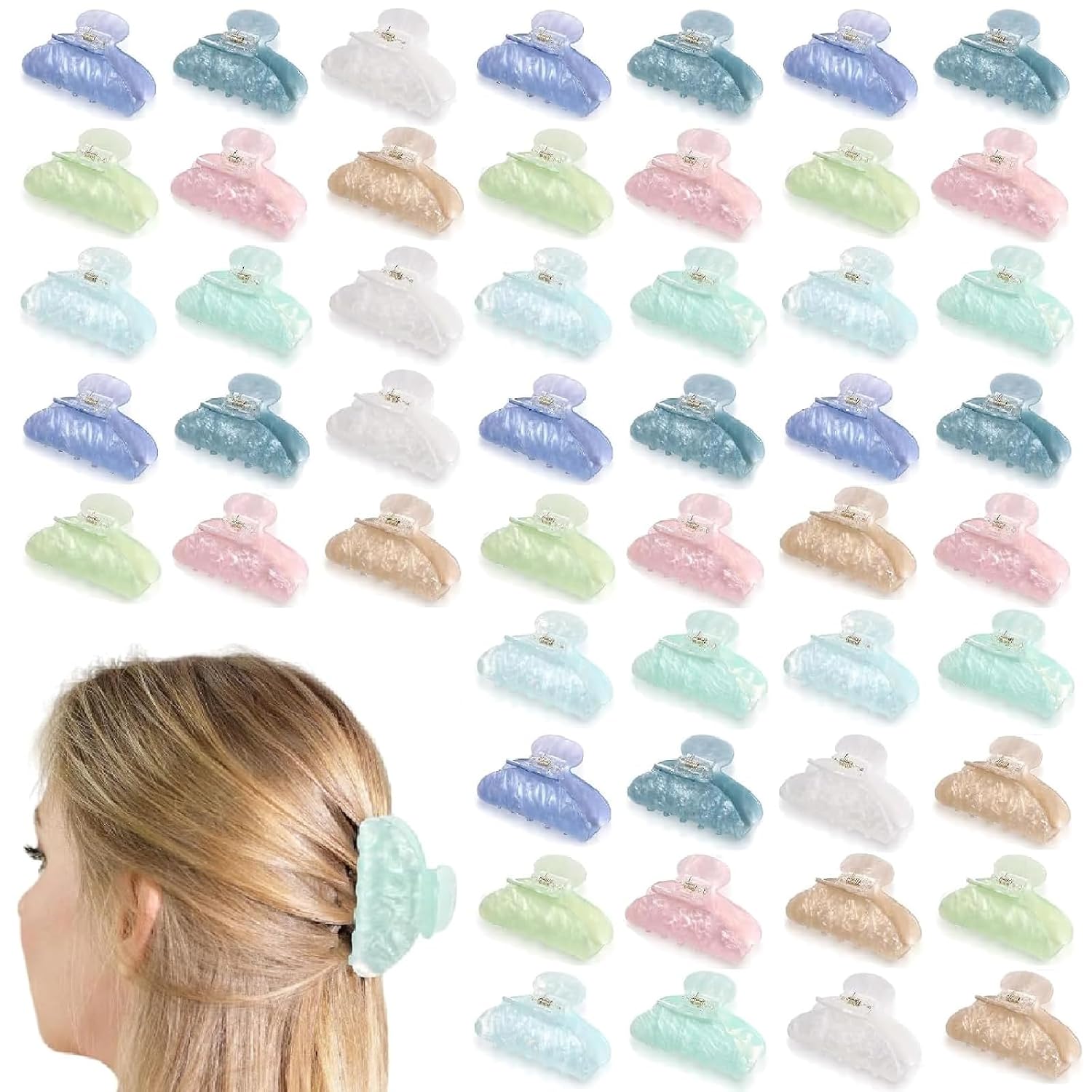 80 Pcs Large Acrylic Hair Claw Clips Bulk Women Non Slip Hair Claw Clamps Cute DIY Hairclips Accessories for Thick Thin Hairs Fashion French Style Christmas Birthday Gift(Classic Color)