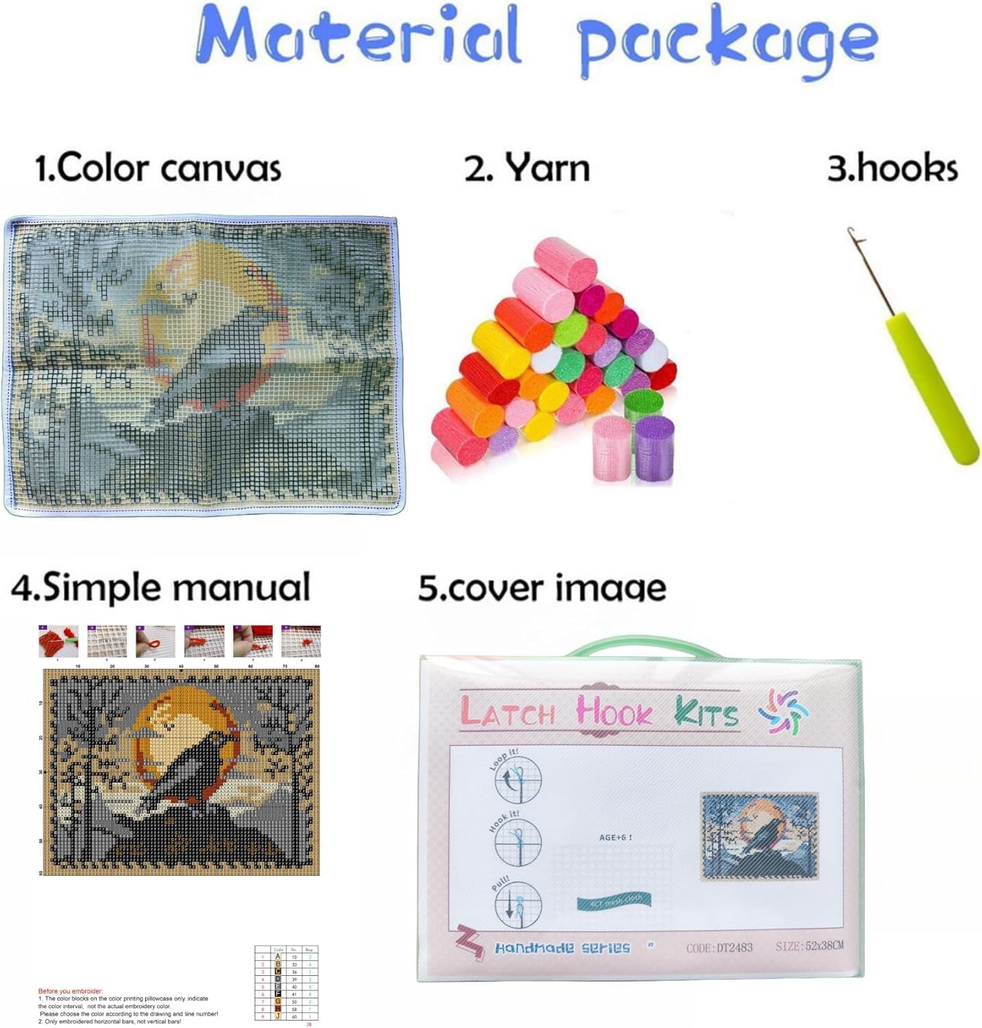 Brown Horse Latch Hook Rectangle Rug Kits for Adults Needle Crochet Yarn Embroidery Carpet Floor Mat Tapestry Christmas Home Decoration 52x38cm-3