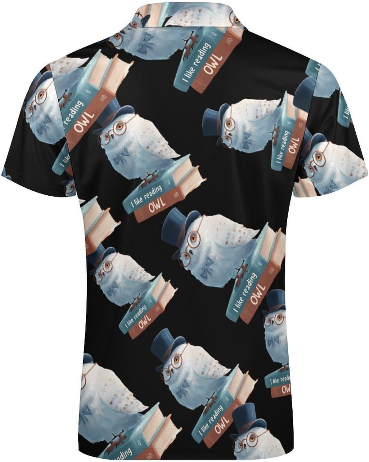 Owl Men's Polo Shirts Golf Short Sleeve Tops | Casual Workout,Golf T-Shirt,Zippered Tee,Collared,Print