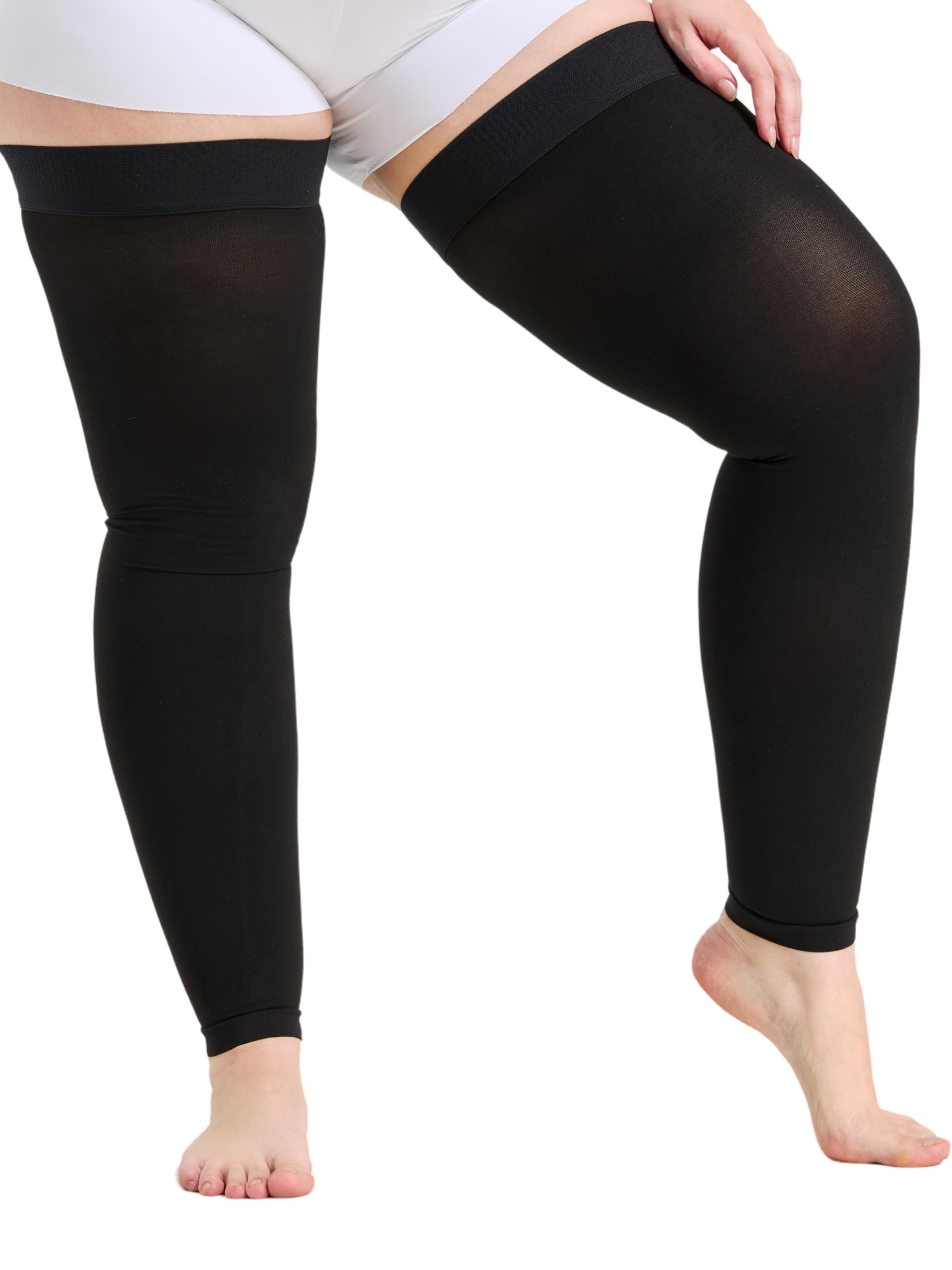 TOFLY Plus Size 4XL Thigh High Compression Stockings Footless