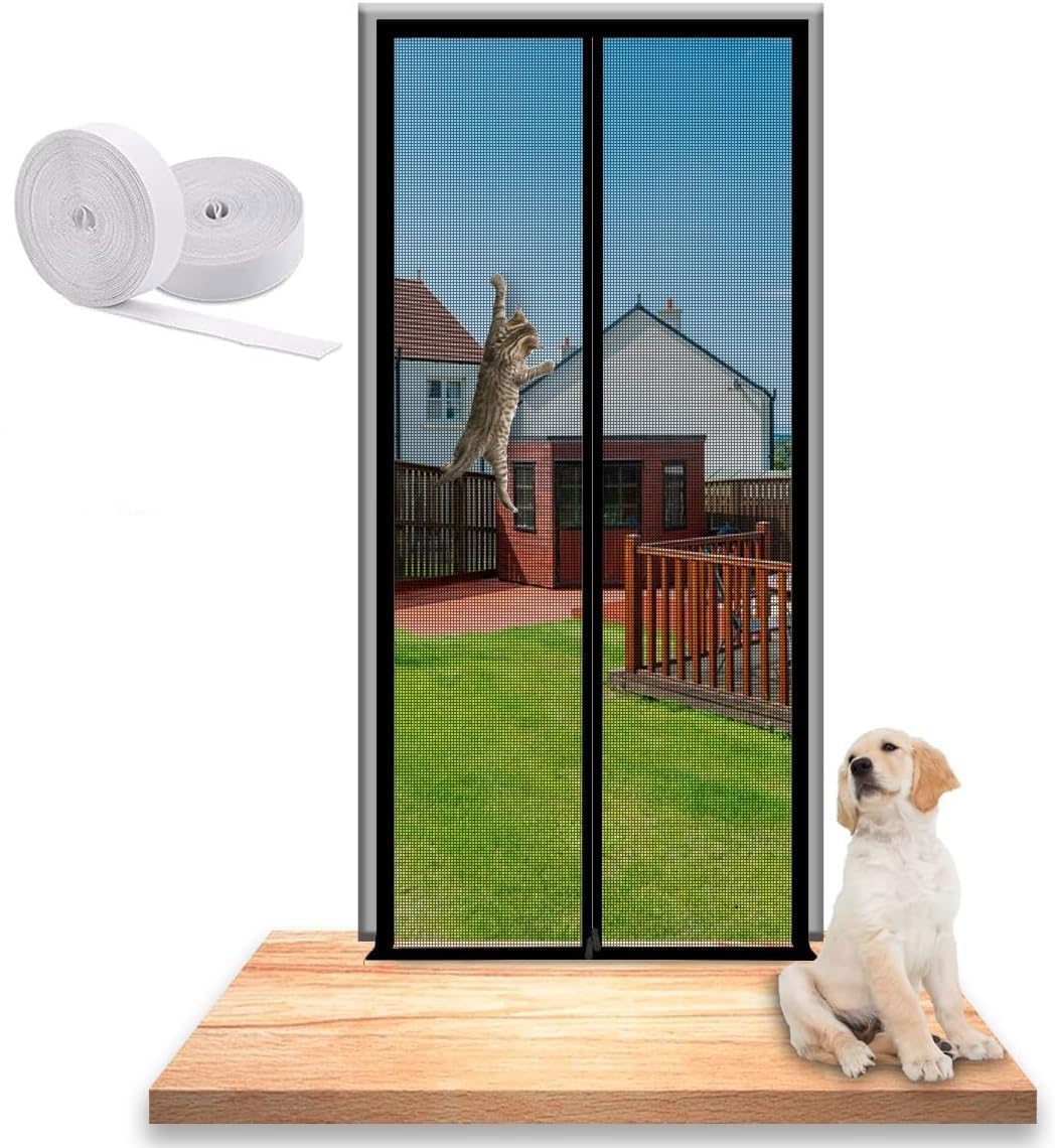 Puerta mosquitera para gatos: evita escapes con su malla reforzada de 90x210 cm
