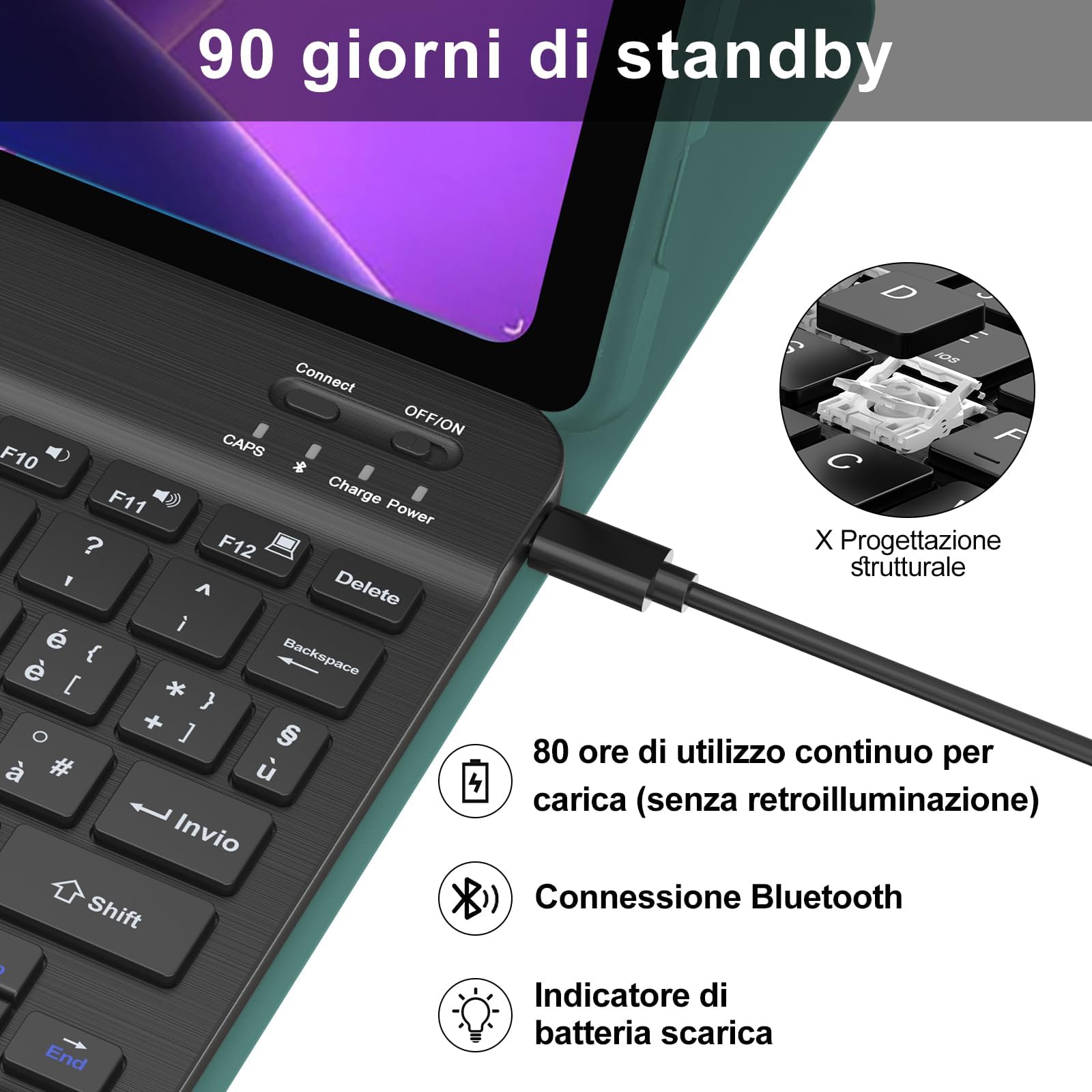 SENGBIRCH Hülle Mit Tastatur Für Lenovo Tab M10 Plus (3. Gen) – Abnehmbare Bluetooth-Tastatur, Magnetisch, Mit Standfunktion