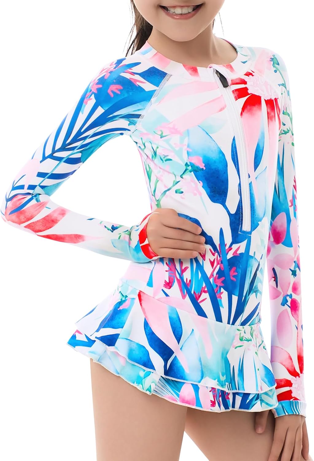 Women and Girls Matching Swimsuit: Long Sleeve One Piece Rash Guard Bathing Suit UPF 50+ (Please Order Separately)