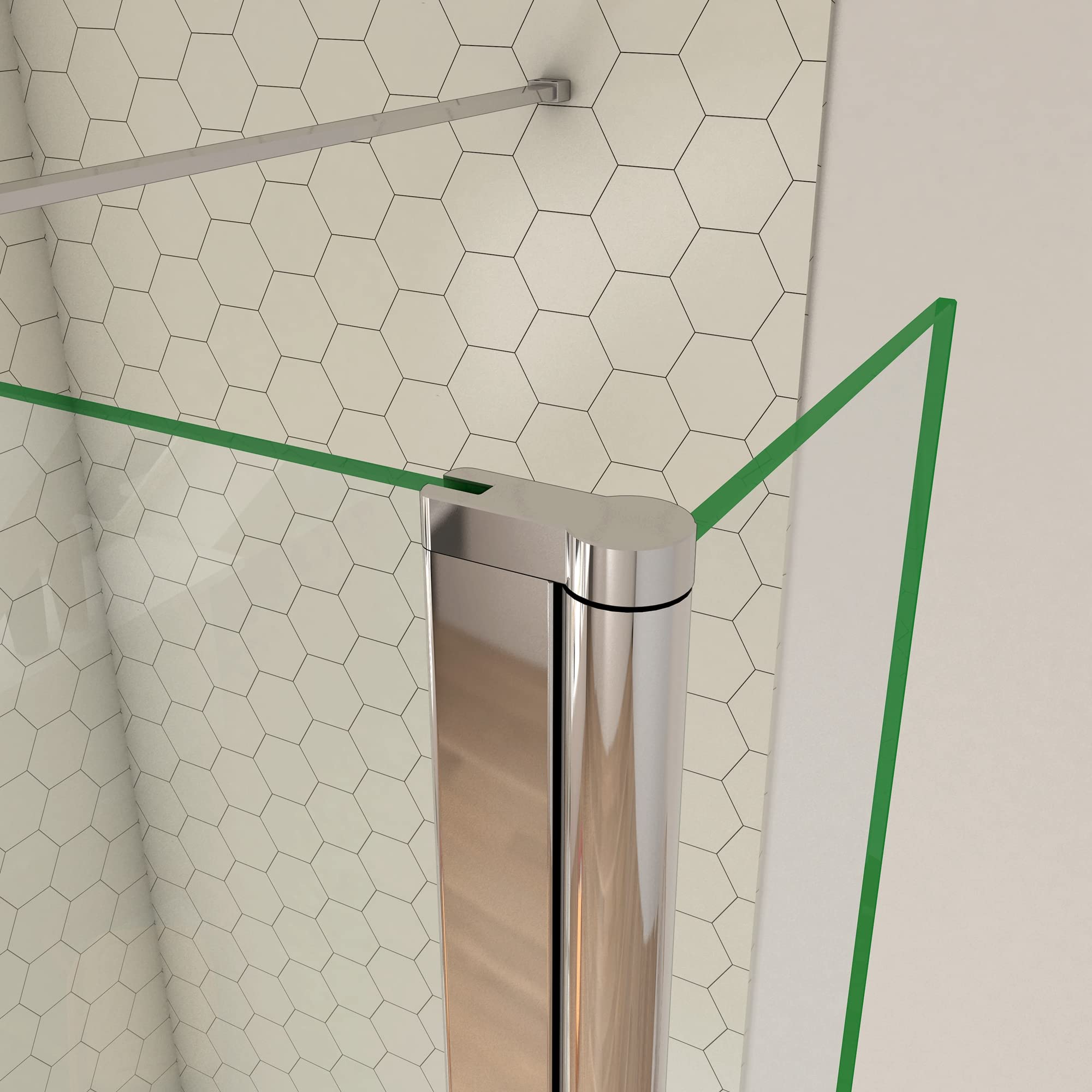 90x30x190cm Mampara de ducha frontal dos hojas(una fija y otro abatible) sin marco exterior, 8mm cristal templado antical, barra de sujeción incluido