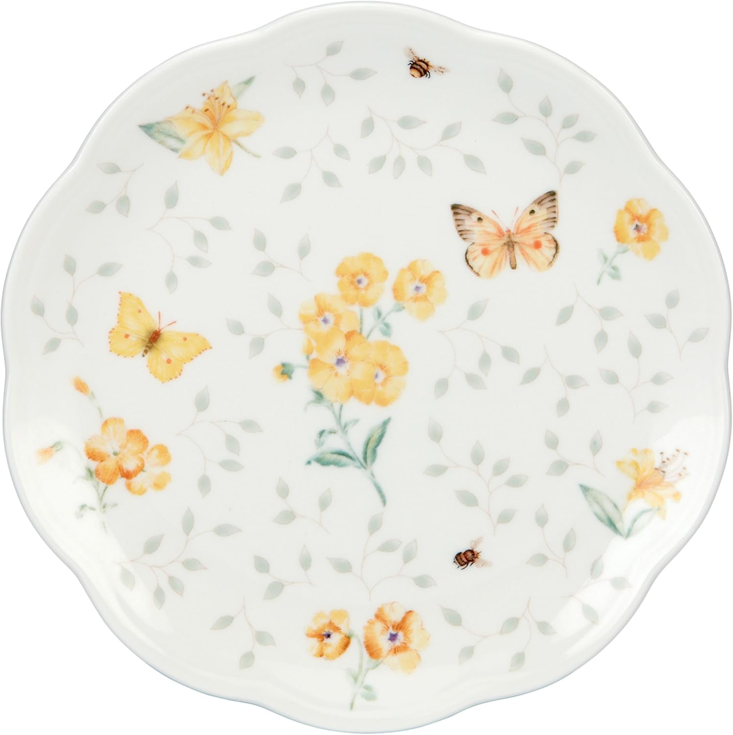Lenox Butterfly Meadow Dessert Plates, 8Inch, Assorted Colors, Set of 4, White