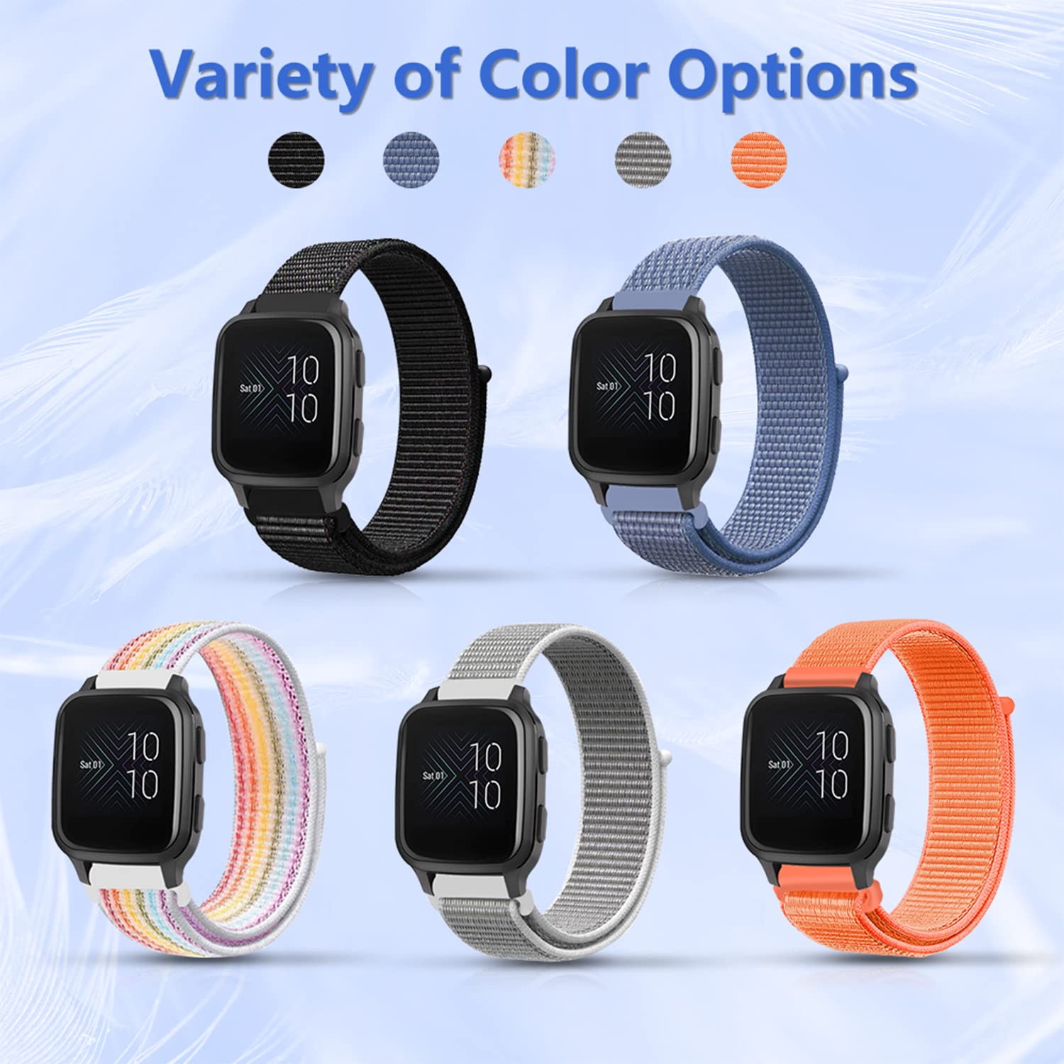 20 mm armband voor Garmin Forerunner 55/158/165/245/645/570 (42 mm)/Vivoactive 6/5/3/Garmin Venu Sq 2 Music/Venu 2 Plus/Vivomove Trend, nylon elastisch armband voor Amazfit Active 2/Active/Polar