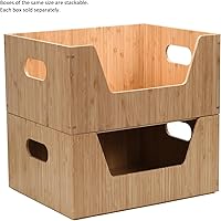 Vista 6 de MobileVision Caja de almacenamiento de bambú con organizador apilable frontal abierto para usar en armarios, dormitorios, cocinas, hogar y oficina
