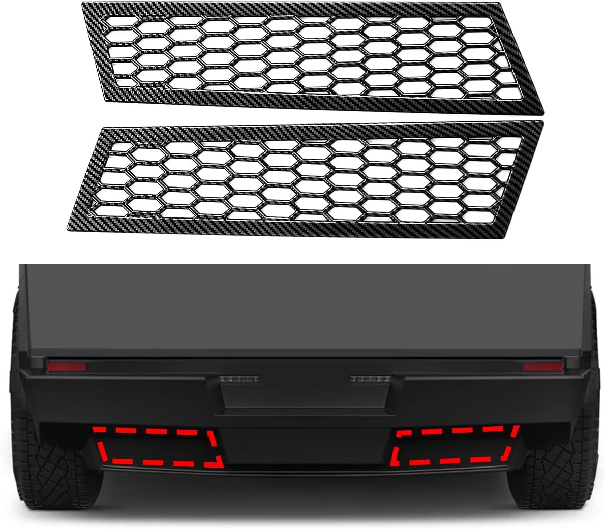 Barong for Tesla Cybertruck Accessoriess Exterior Stickers Car Rear Bumper Decorative Strip Tailgate Decoration Cover Trim Frame Decal Carbon Fiber Pattern