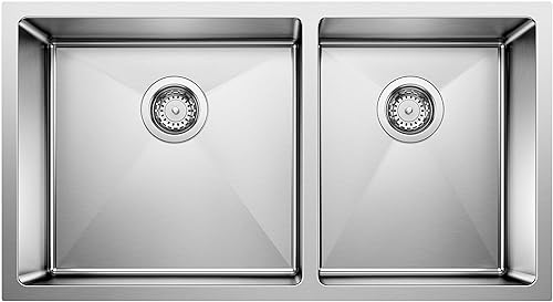 Miniatura 10 de Blanco 519548 Quatrus R15 - Fregadero de cocina de un solo cuenco, grande, acero inoxidable, 32 pulgadas de largo x 18 pulgadas de ancho