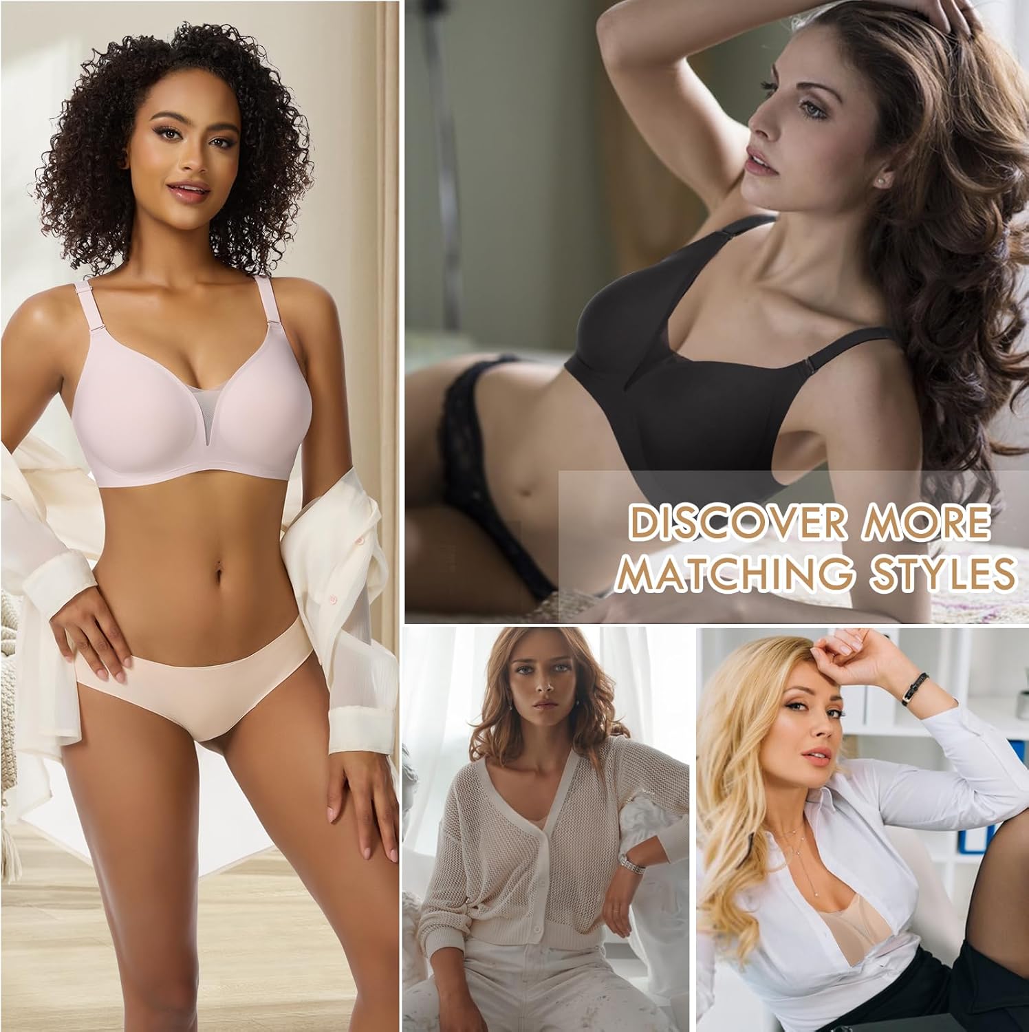 JOYSHAPER Bras for Women Wireless Padded Bra Bralettes Support Back Smoothing Bras