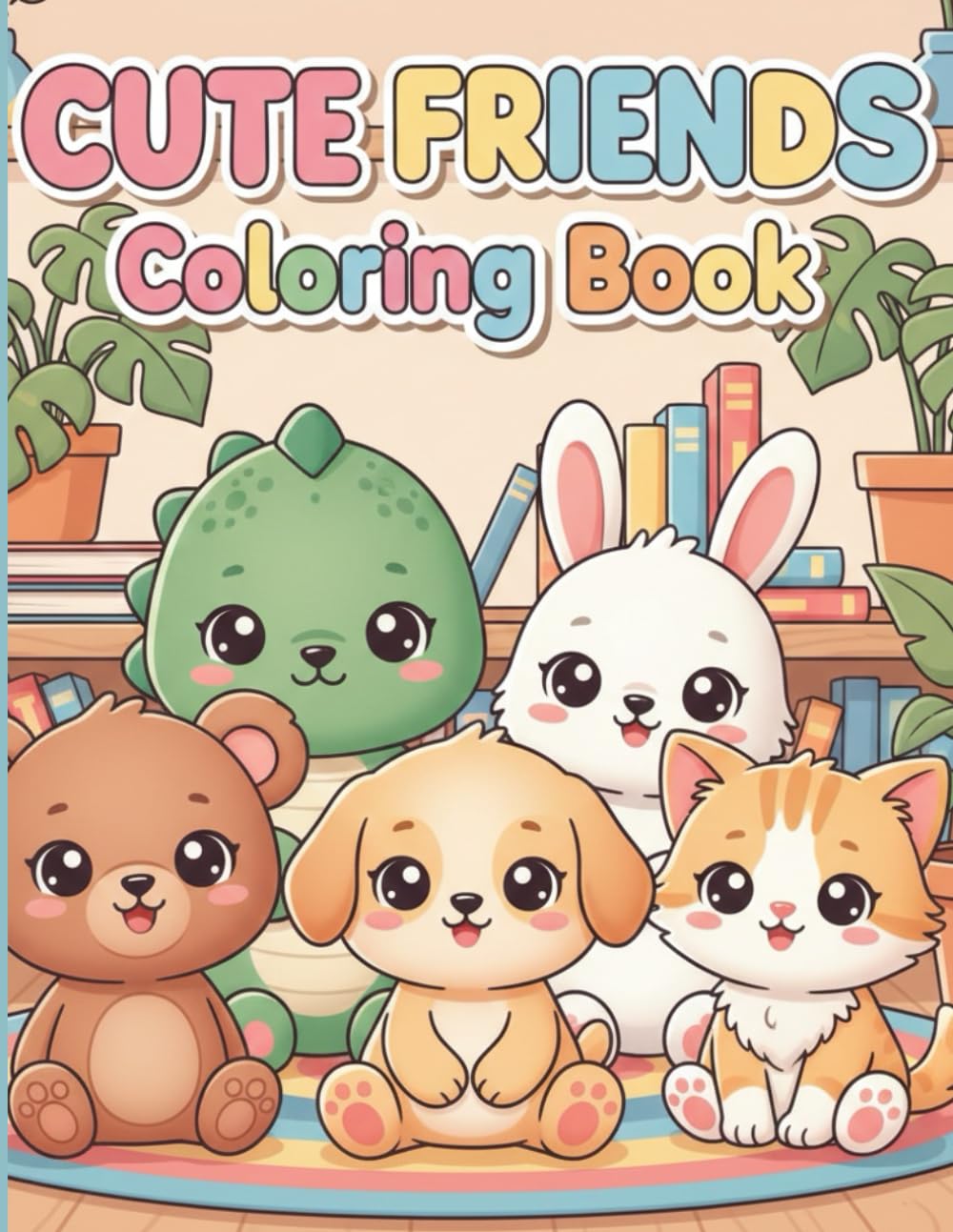 Cute & Cozy Cartoon Coloring Book: Easy Coloring Pages with Adorable Characters for Relaxation
