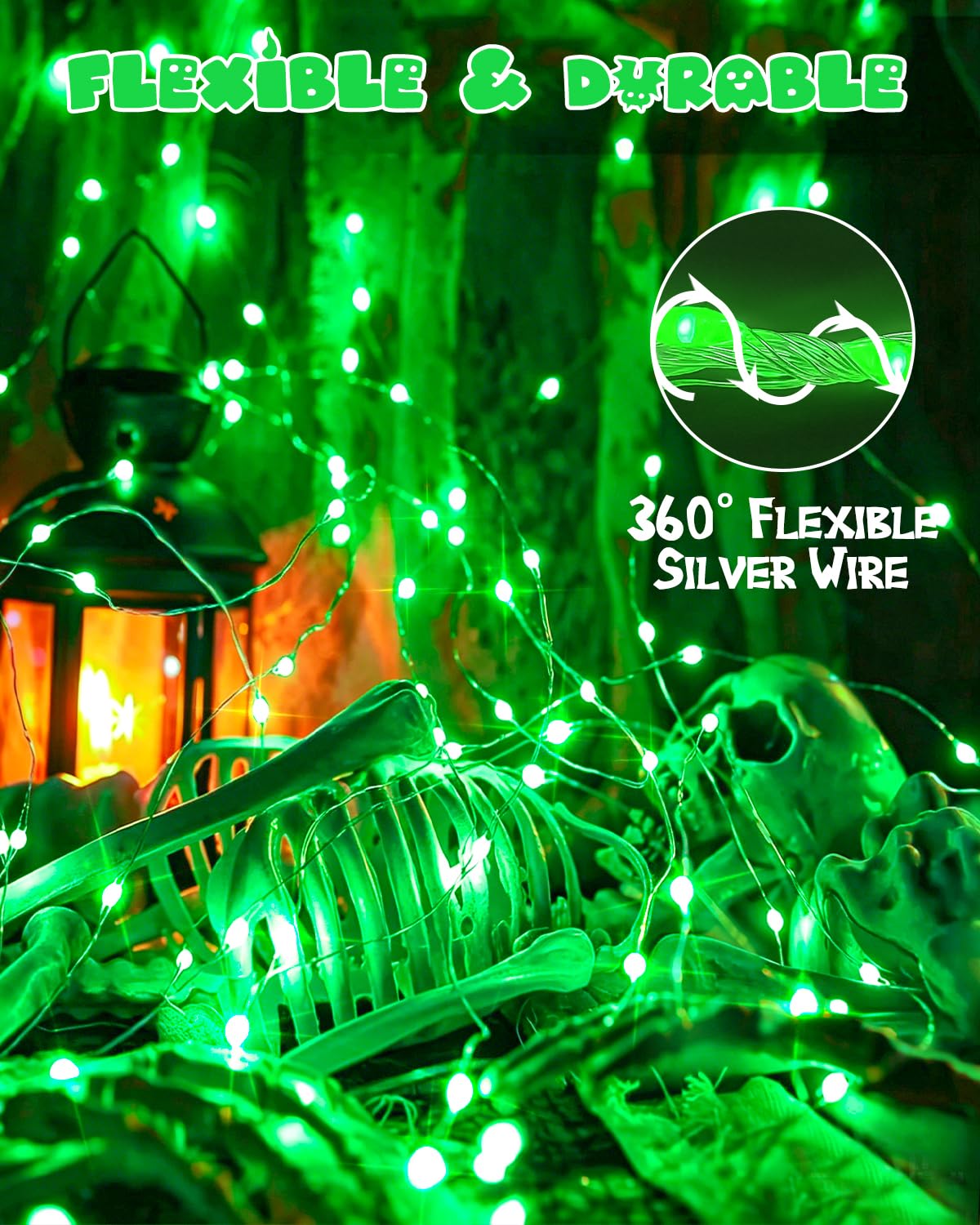 Paquete de 4 luces LED de 20 pies con 60 luces LED para el día de San Patricio con temporizador, cadena de luces impermeables para exteriores e interiores, luces parpadeantes para dormitorio, Navidad