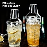 Vista 4 de Coctelera de plástico, coctelera transparente, juego de coctelera transparente, juego de coctelera de escala transparente, coctelera de bar
