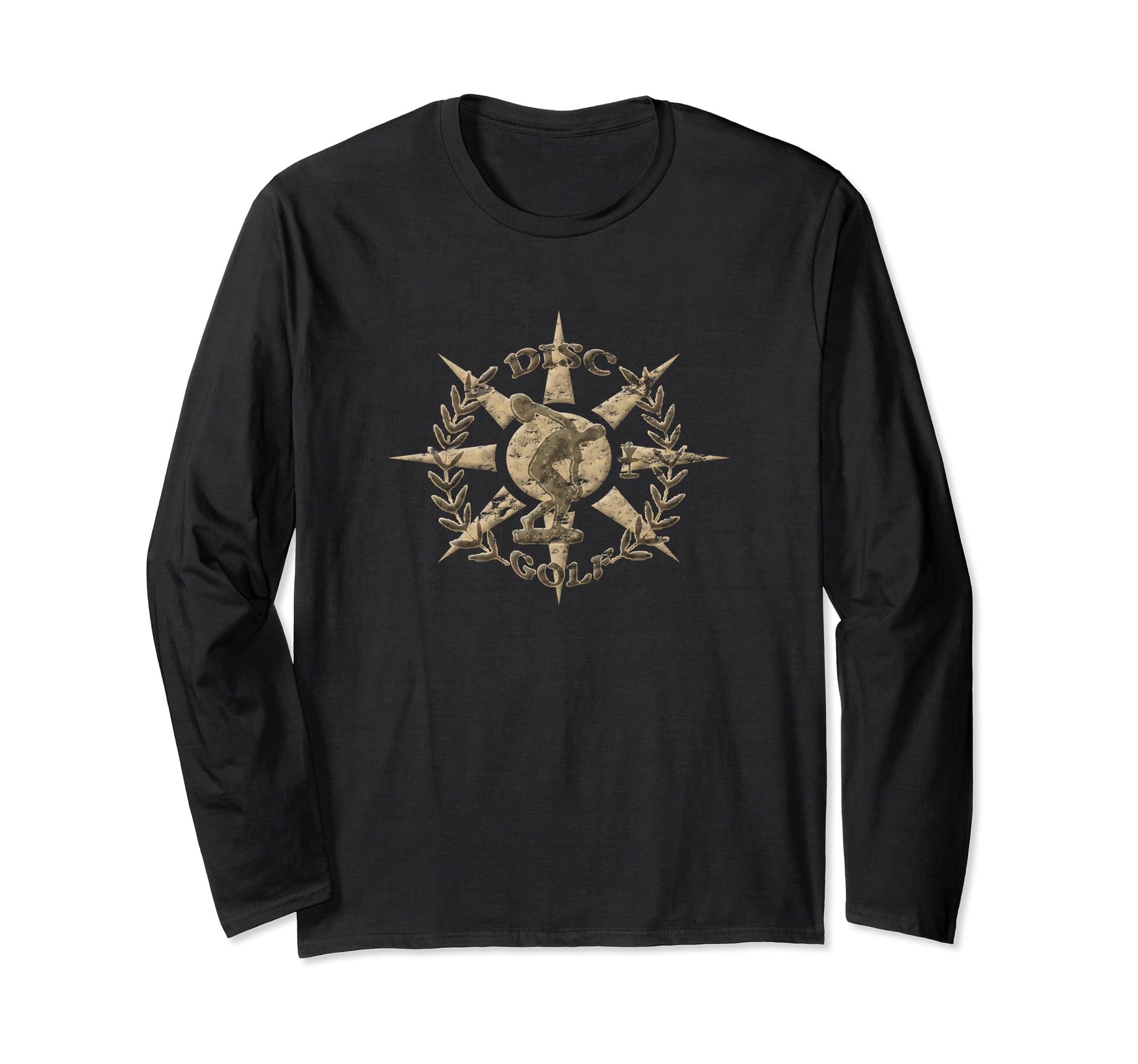 Vintage Disc Golf Discus Glyph Primitive Disc Basket Art Long Sleeve T-Shirt, Black