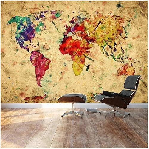 wall26 - Papel tapiz autoadhesivo de la serie de murales grandes (100 x 144 pulgadas, mapa del mundo vintage)