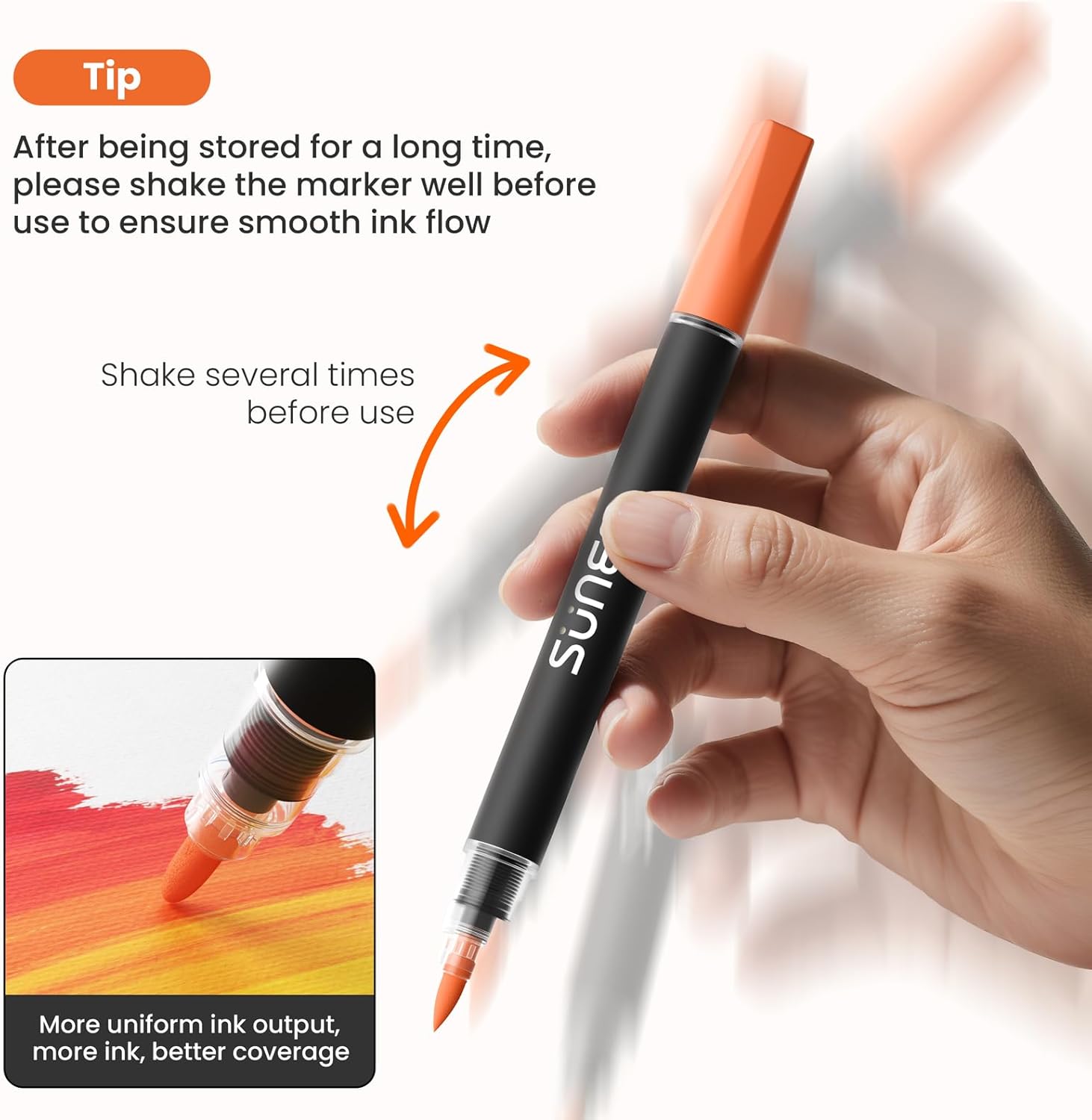 SUNEE 48 Colors Acrylic Paint Markers, Dual Tip Bullet & Brush Paint Pens with Automatic Ink Control System, Art Supplies for Adults & Teens, for Rock, Wood, Canvas, Glass Creative Projects