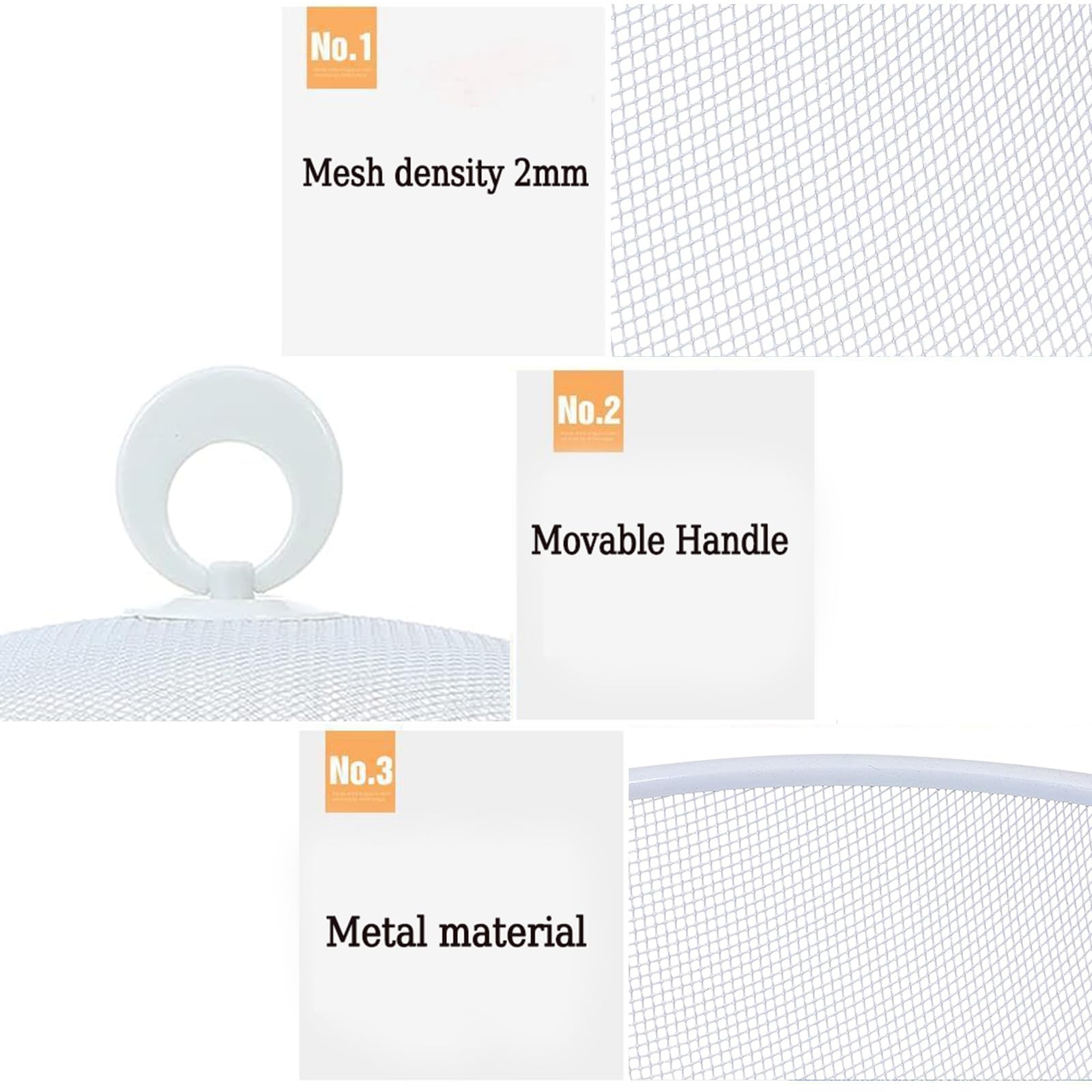 4 Pezzi Copertura in Rete per Alimenti, Coperture per Alimenti in Rete Metallica, Coperchio per Alimenti a Mosca, Riutilizzabile, per Barbecue Picnic (Bianco, 24cm)