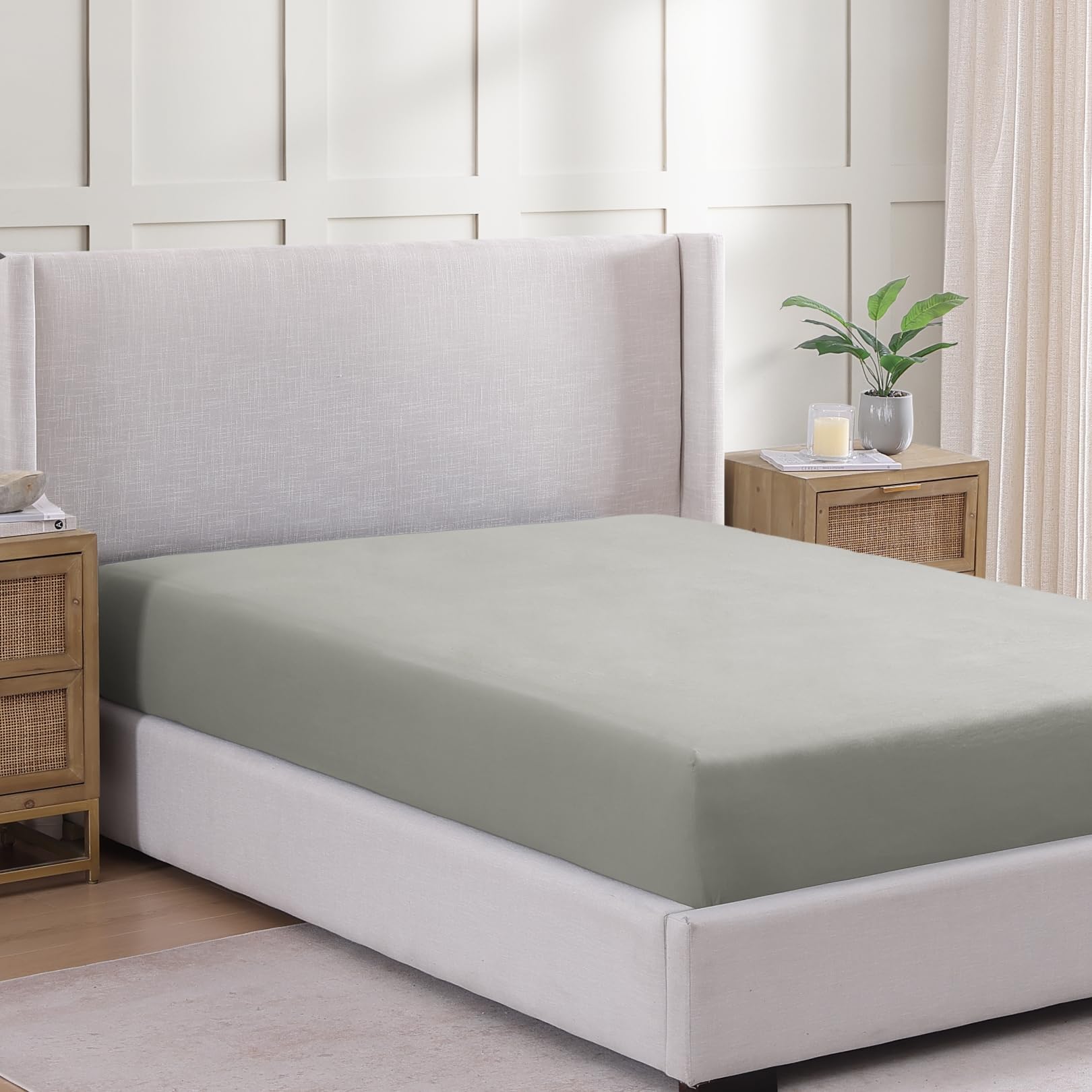 Fitted Sheet Single, Silver, Pre-Washed, Deep Pocket 14 inch (35 cm), Easy Care, Soft Brushed Microfibre Fabric - Image 2