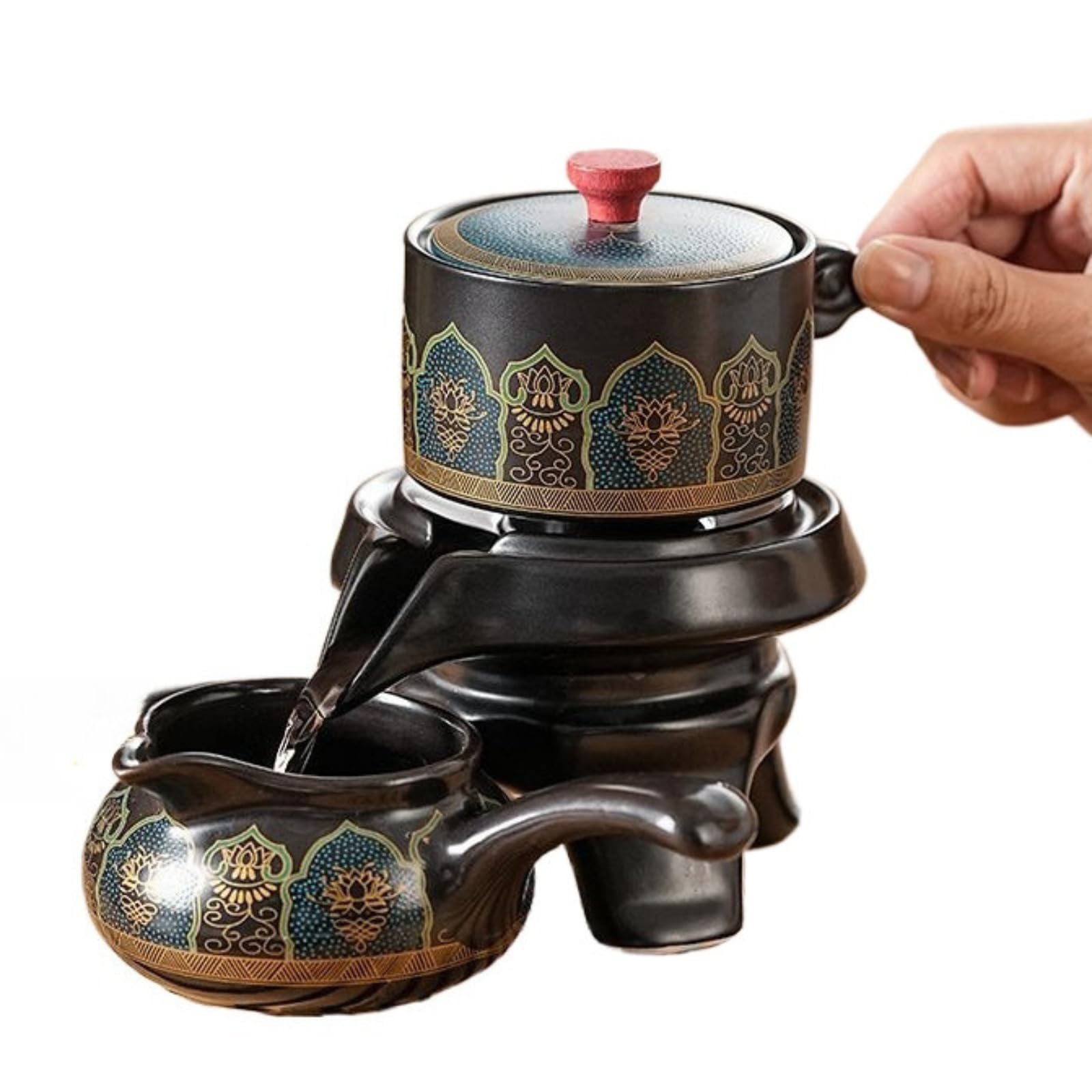3 szt. retro ceramiczny półautomatyczny zestaw do herbaty, 200 ml 200 ml, domowy salon zaparzacz do herbaty kungfu