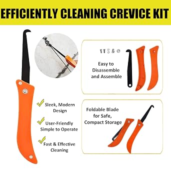 Grout Scraping Rake Tool, Clean Remover Tile Saw Knife with 6 Pieces Extra Replacement Accessories, Remover Tile Grout Hand Saw Angled Grout for Tile Cleaning(9 Pcs) (Yellow)