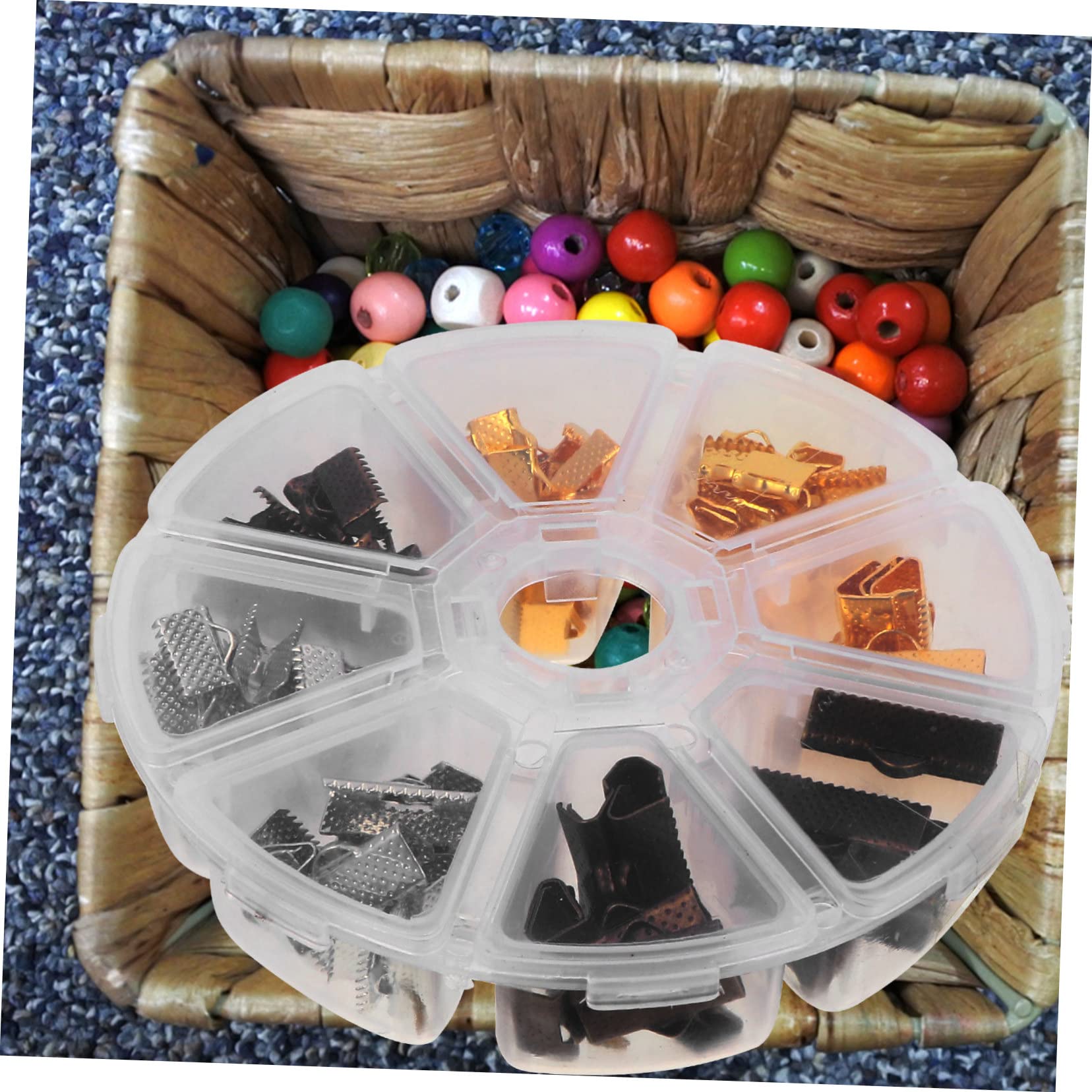 Hohopeti 135pcs Ribbon Ends Crimp Cord Ends Clips DIY Jewelry Making Semicircular Crimp