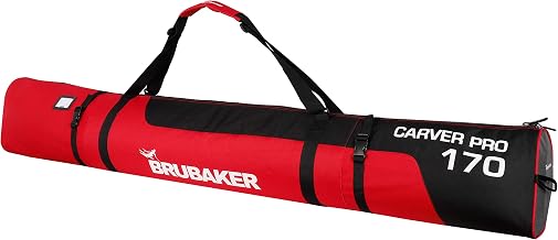 BRUBAKER 'Carver Pro' Padded Ski Bag for 1 Pair of Skis and Poles – 170 cm or 190 cm