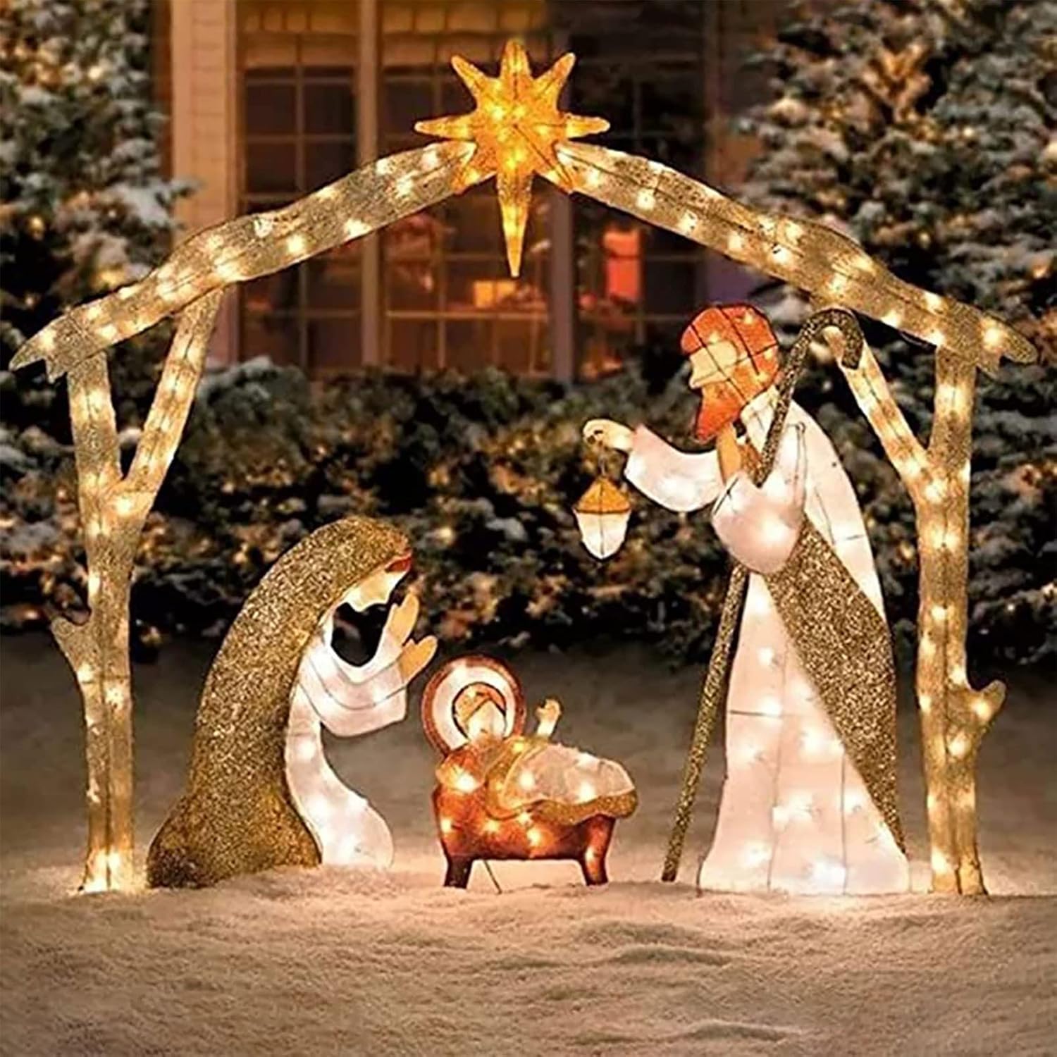 Christmas Yard Decorations Outdoor,Easter Holy Family Nativity Scene Set with 190 Led Lights, Christmas Decorations for Yard, Lawn and Church : Patio, Lawn & Garden