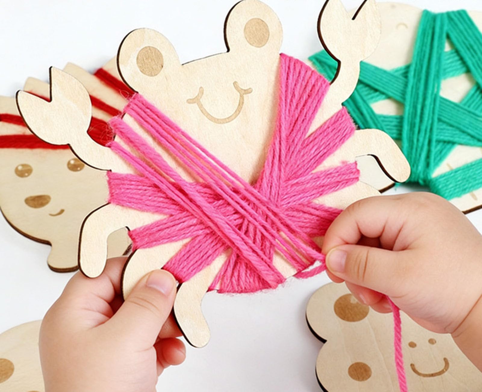Giocattoli in Legno con Lacci, Gioco da Tavolo Fai-da-Te con Avvolgimento di Fili