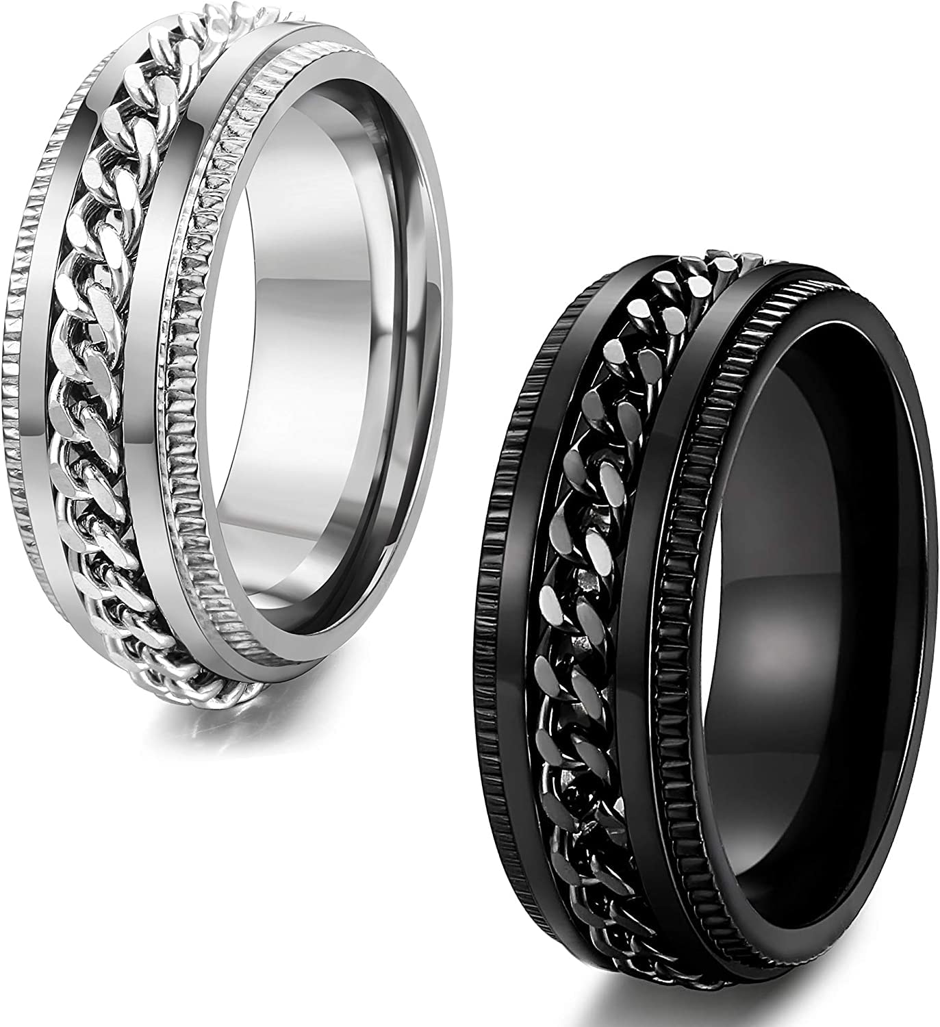 MEENAZ Rings for Men Boys Boyfriend gents Black Ring for Boys 2 Combo Black Chain Rings Stainless Steel finger Rings for Men Birthday Gift Anniversary Gift for Husband Valentine Gifts Fashion 87_18 (B0BSLS6P6Z) Amazon Price History, Amazon Price Tracker