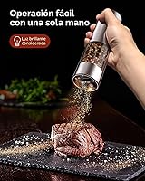 Vista 2 de TOMEEM Juego de molinillo eléctrico de sal y pimienta de mayor capacidad mejorado recargable con luces LED, molinillo automático de sal y pimienta