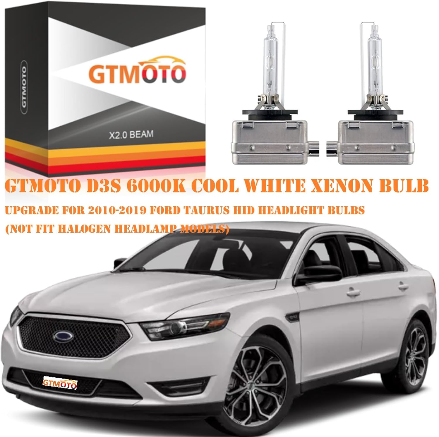 D3S Xenon Bulb for 2011 2012 2013 2014 2015 Ford Edge Explorer Taurus SHO HID Headlights, Limited Sport V6 OE 35W Headlamp 7L7Z-13N021-A, 6000K Bright White D3SC1 Bi-xenon Lights, 2-Pack