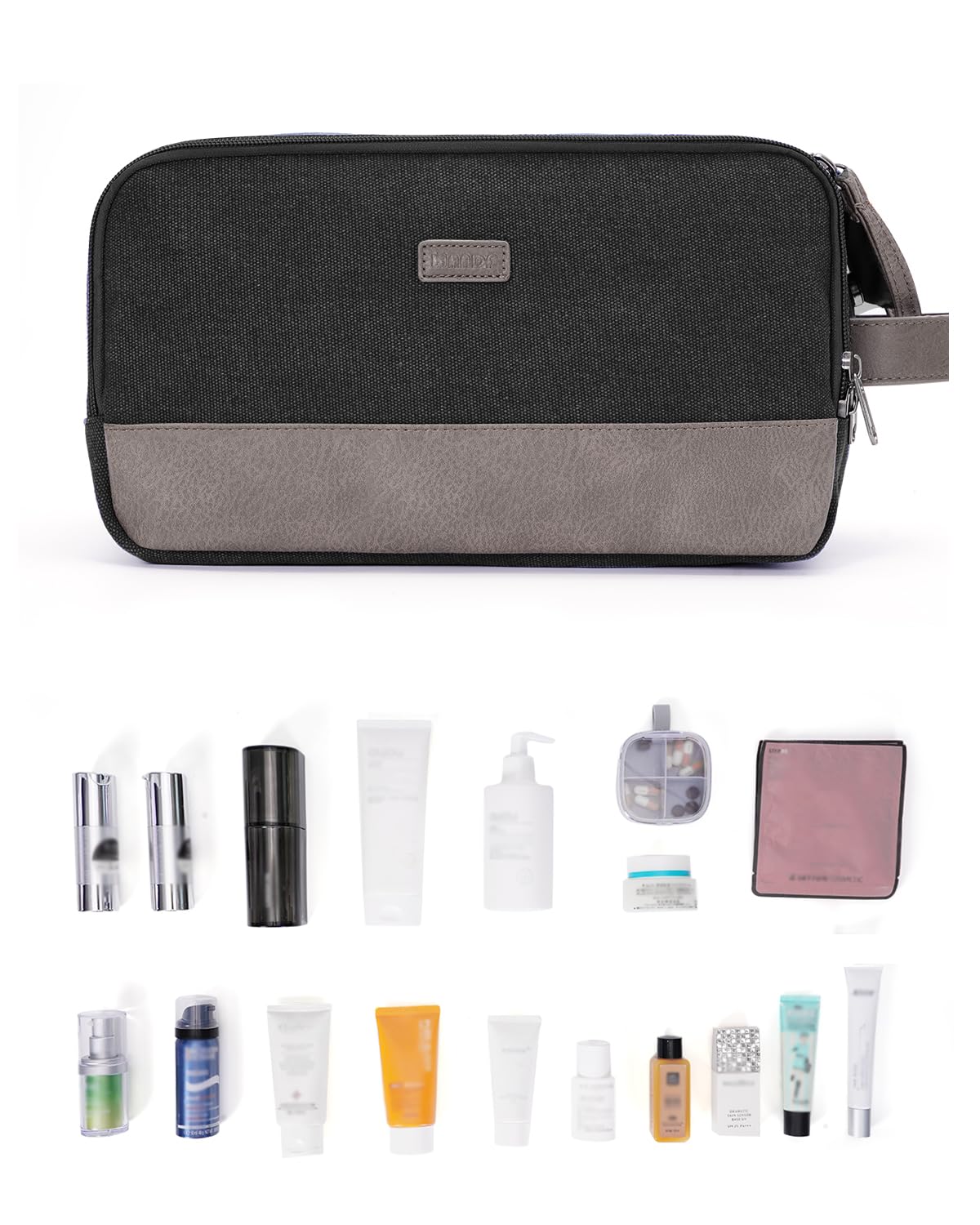 WANDF Neceser de Viaje para Hombre Impermeable, Bolsa de Aseo con Múltiples Compartimentos, Organizador para Afeitadora, Artículos de Higiene y Cosmética, Ideal para Viajes, Gimnasio o Trabajo, Negro