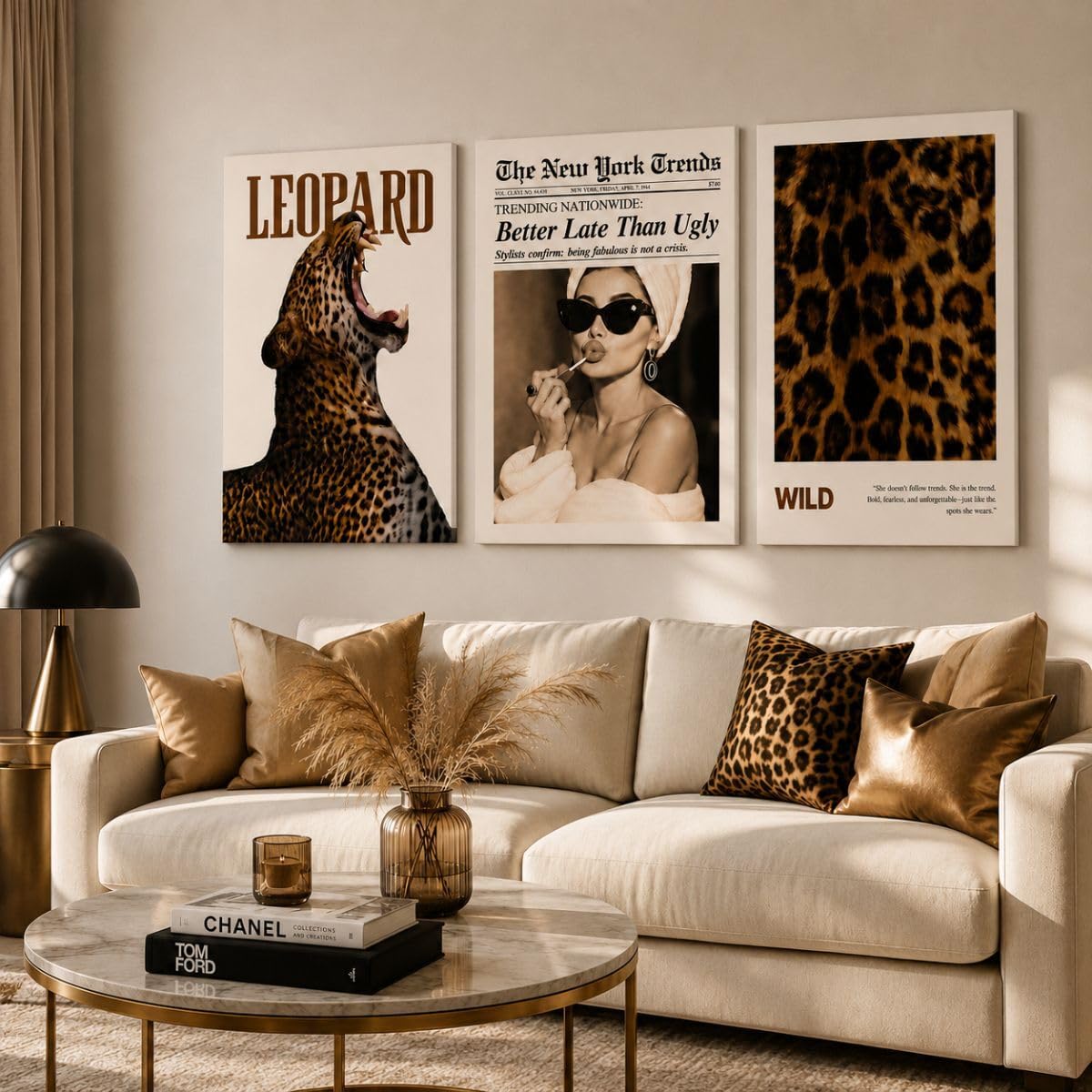 ag.art deco® Premium 3er Leinwandbilder 50x70 100% Baumwolle auf Holzrahmen