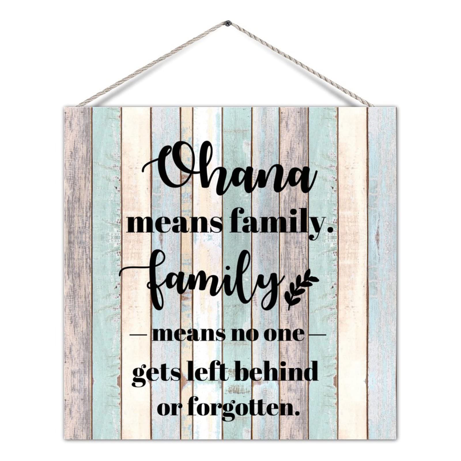 Yivxa Tin-1685 8X8 Inch Vintage Decorative Wood Sign Ohana Means Family Family Means No One Gets Left Behind Old Fashioned Wood Family Sign With Quote Wooden Wall Hanging Sign Farmhouse Wall Hanging Decor